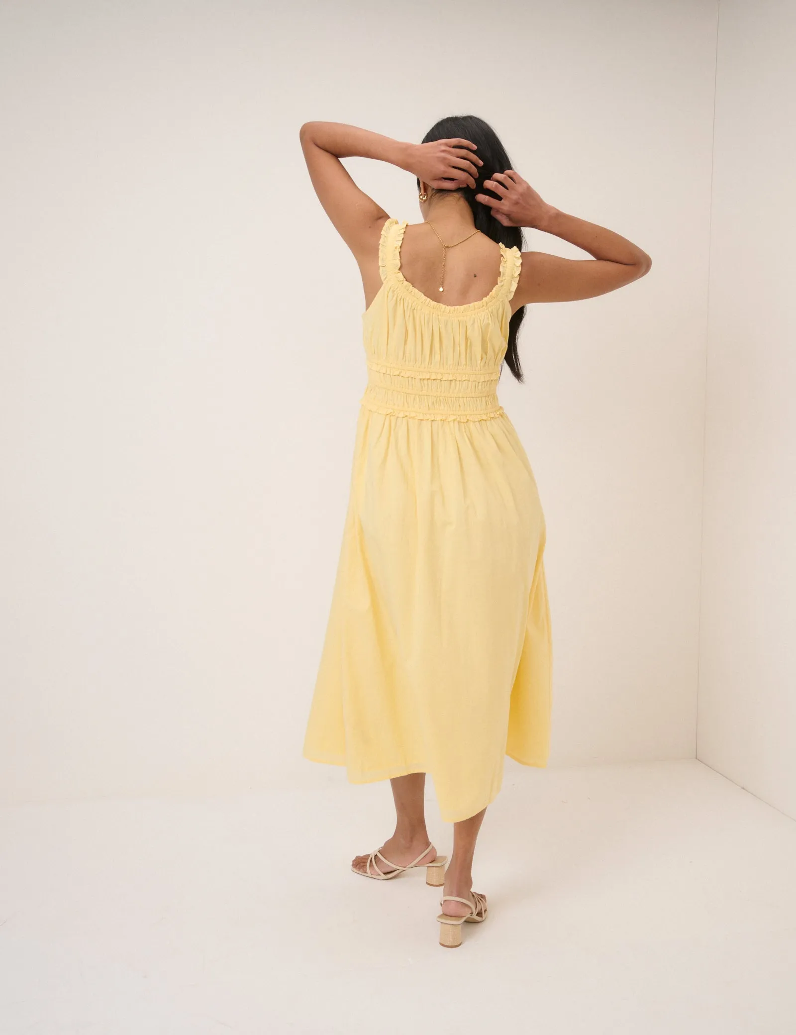 Butter Yellow Sleeveless Ariel Midi Dress sold by Nobody's Child product image thumbnail 5