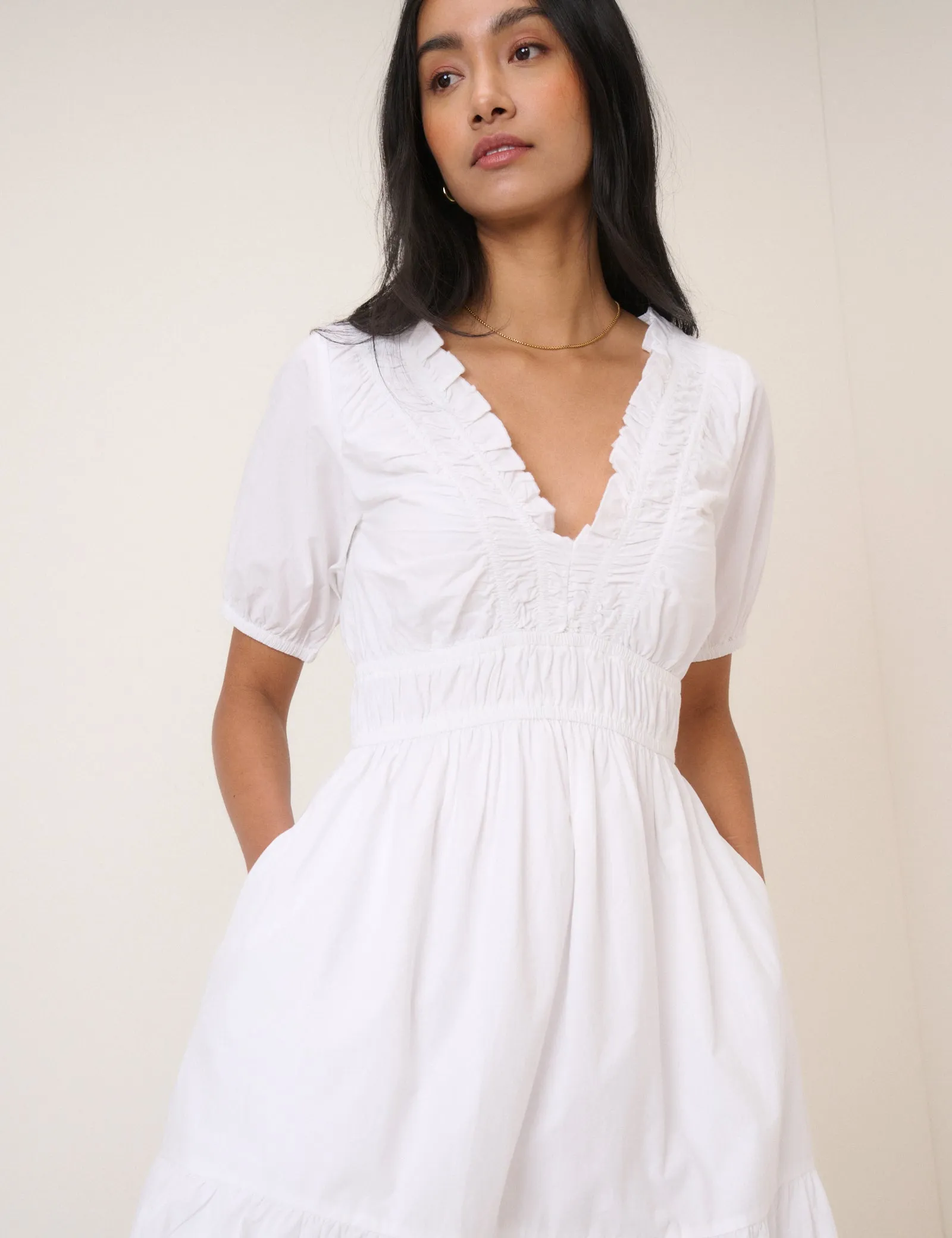 White Tiered Madison Midi Dress sold by Nobody's Child product image thumbnail 2