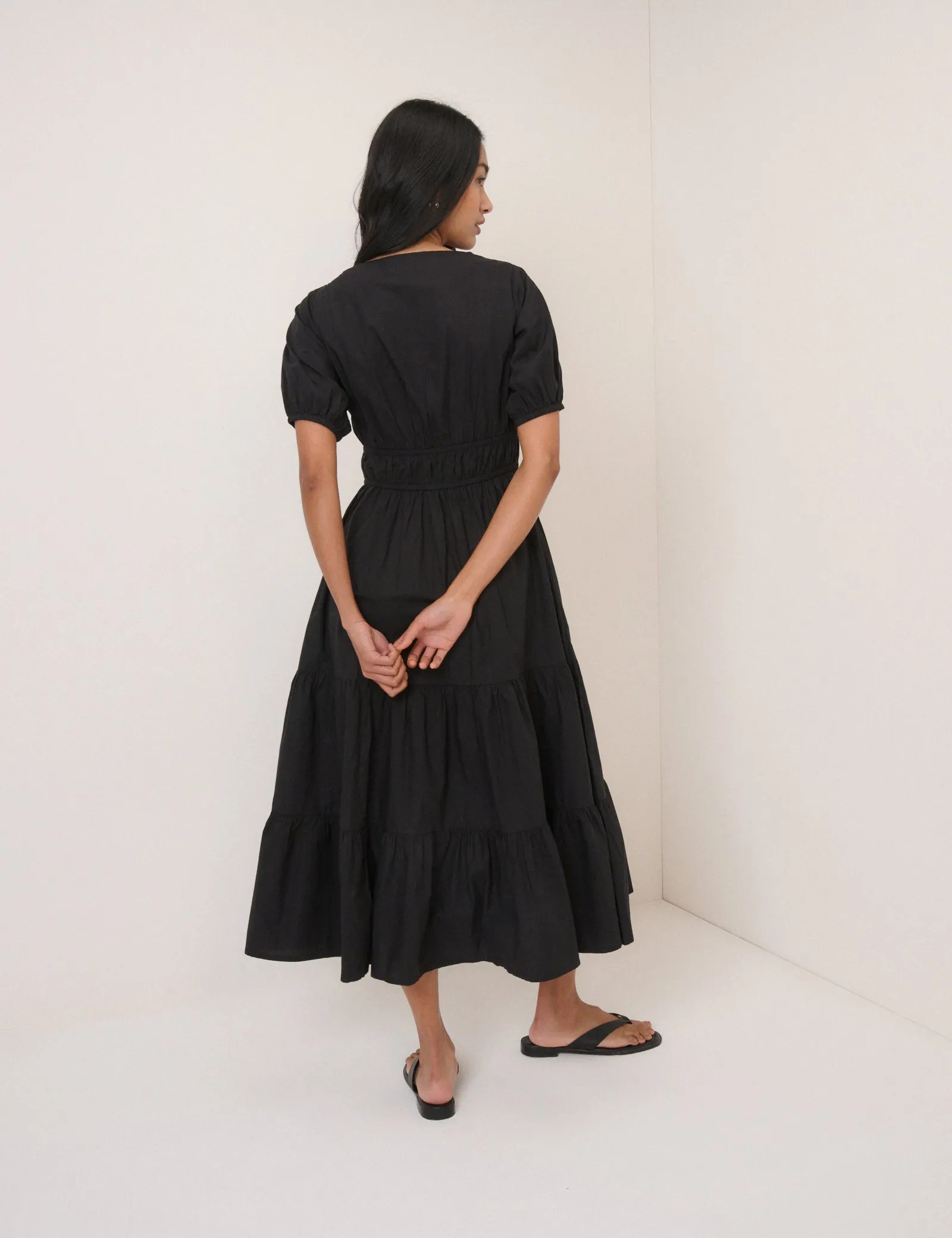 Black Tiered Madison Midi Dress sold by Nobody's Child product image thumbnail 5