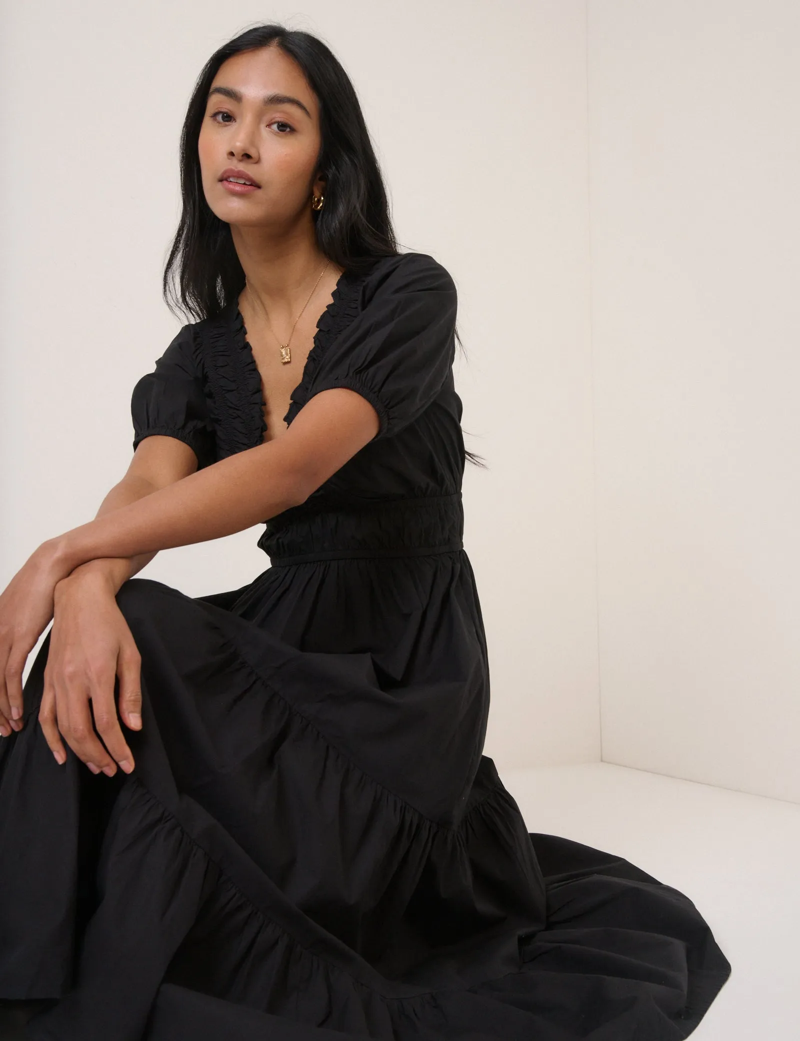 Black Tiered Madison Midi Dress sold by Nobody's Child product image thumbnail 2