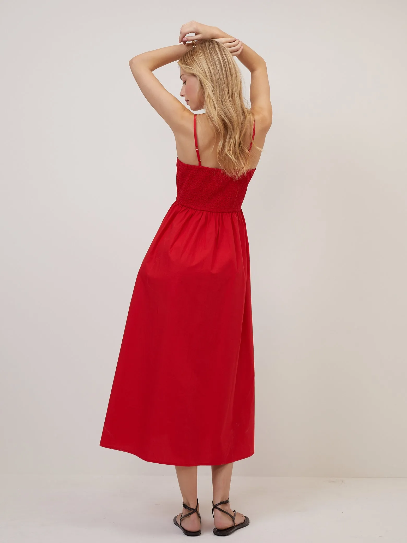 Red Fitted Bodice Briella Midi Dress sold by Nobody's Child product image thumbnail 4