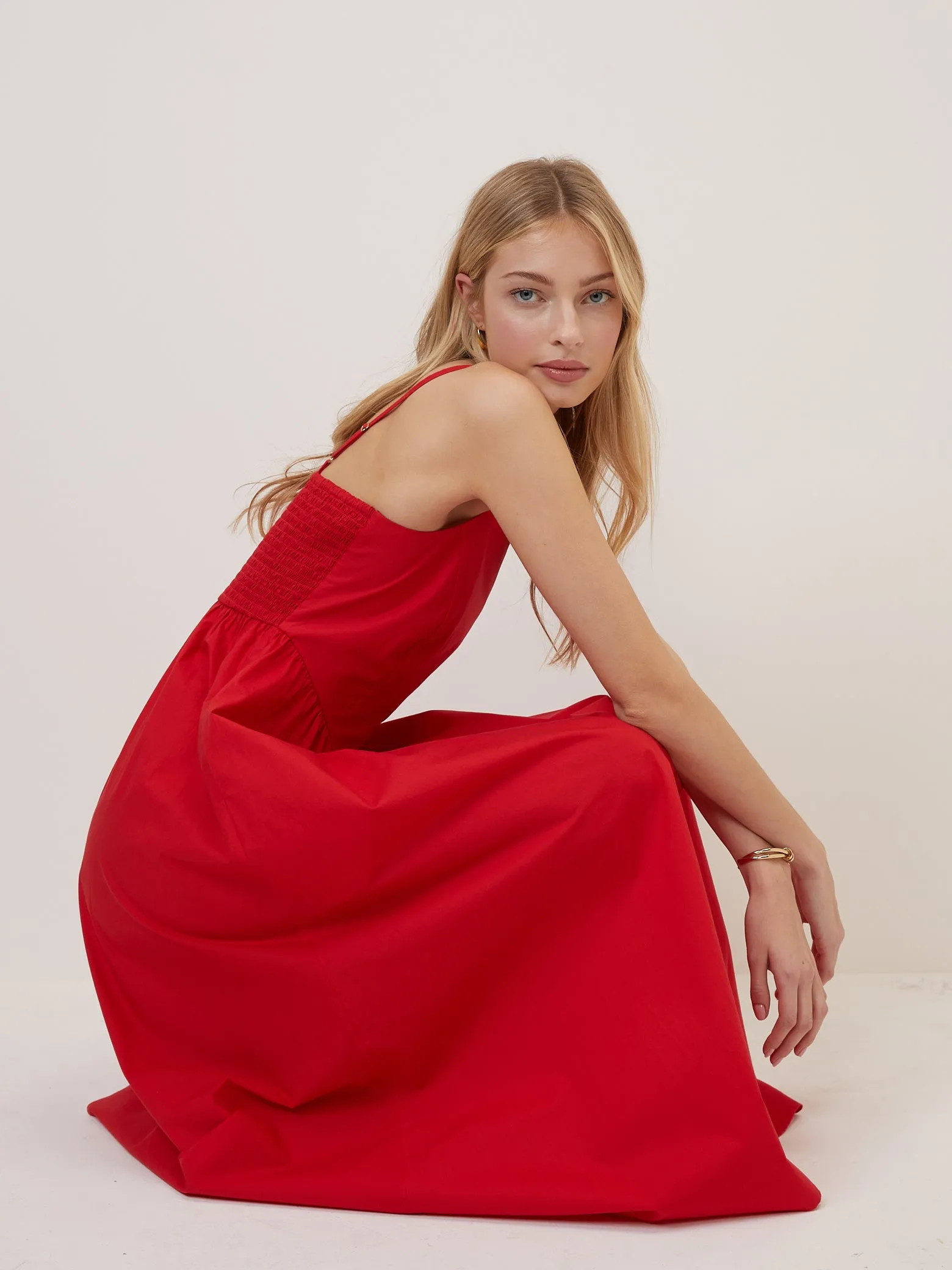 Red Fitted Bodice Briella Midi Dress sold by Nobody's Child product image thumbnail 5