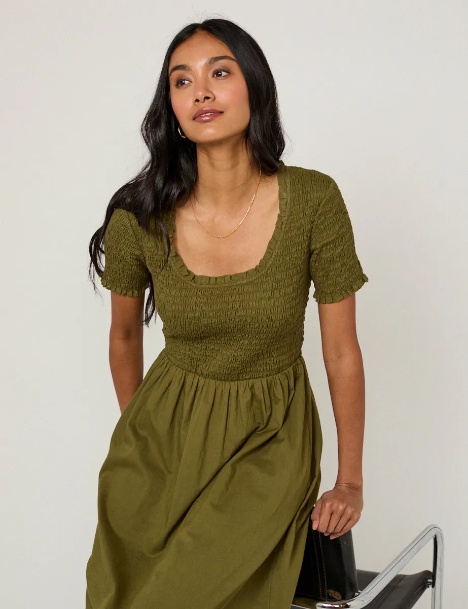 Green Ruched Zita Midi Dress sold by Nobody's Child product image thumbnail 4