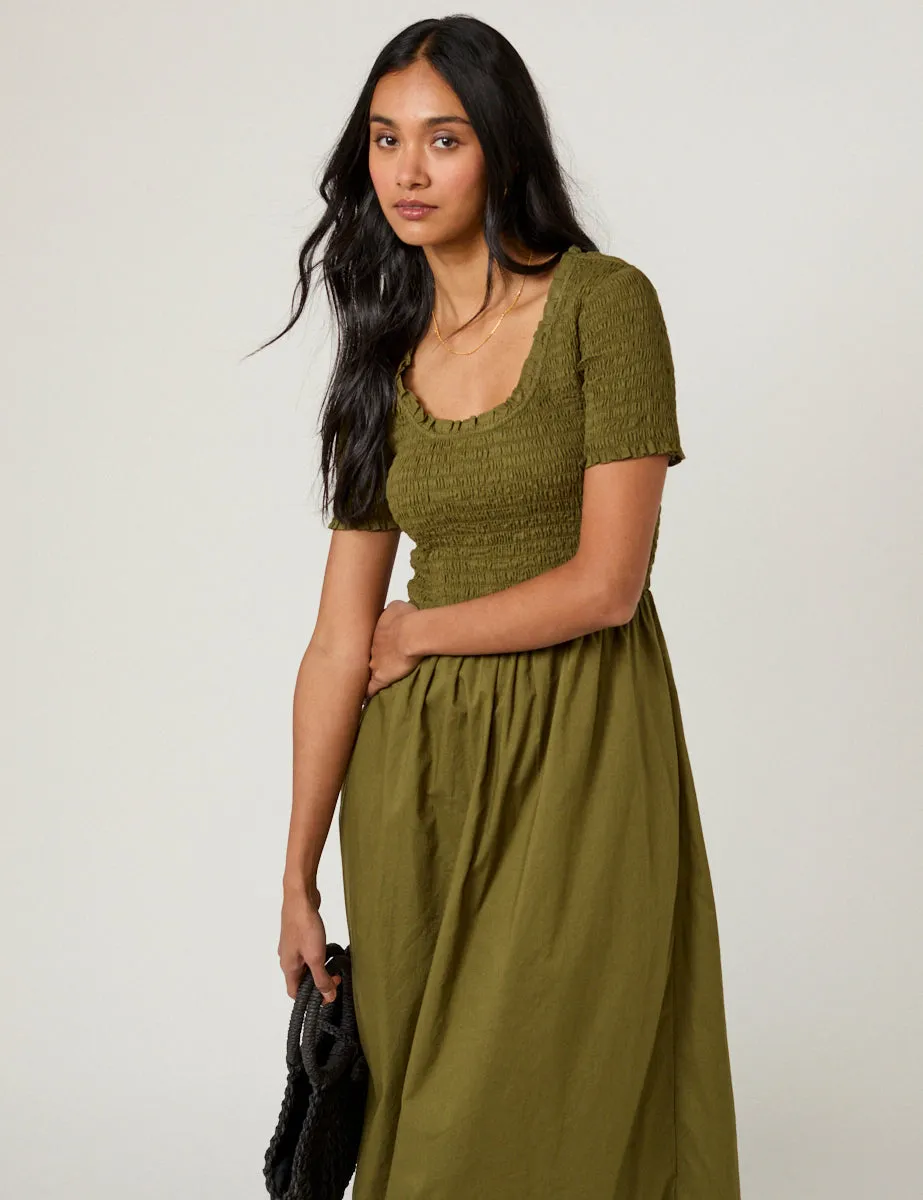 Green Ruched Zita Midi Dress sold by Nobody's Child product image thumbnail 3