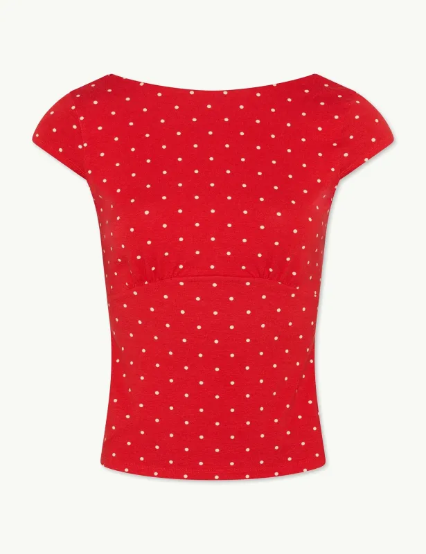 Red Polka Dot Scoop Back Top sold by Nobody's Child