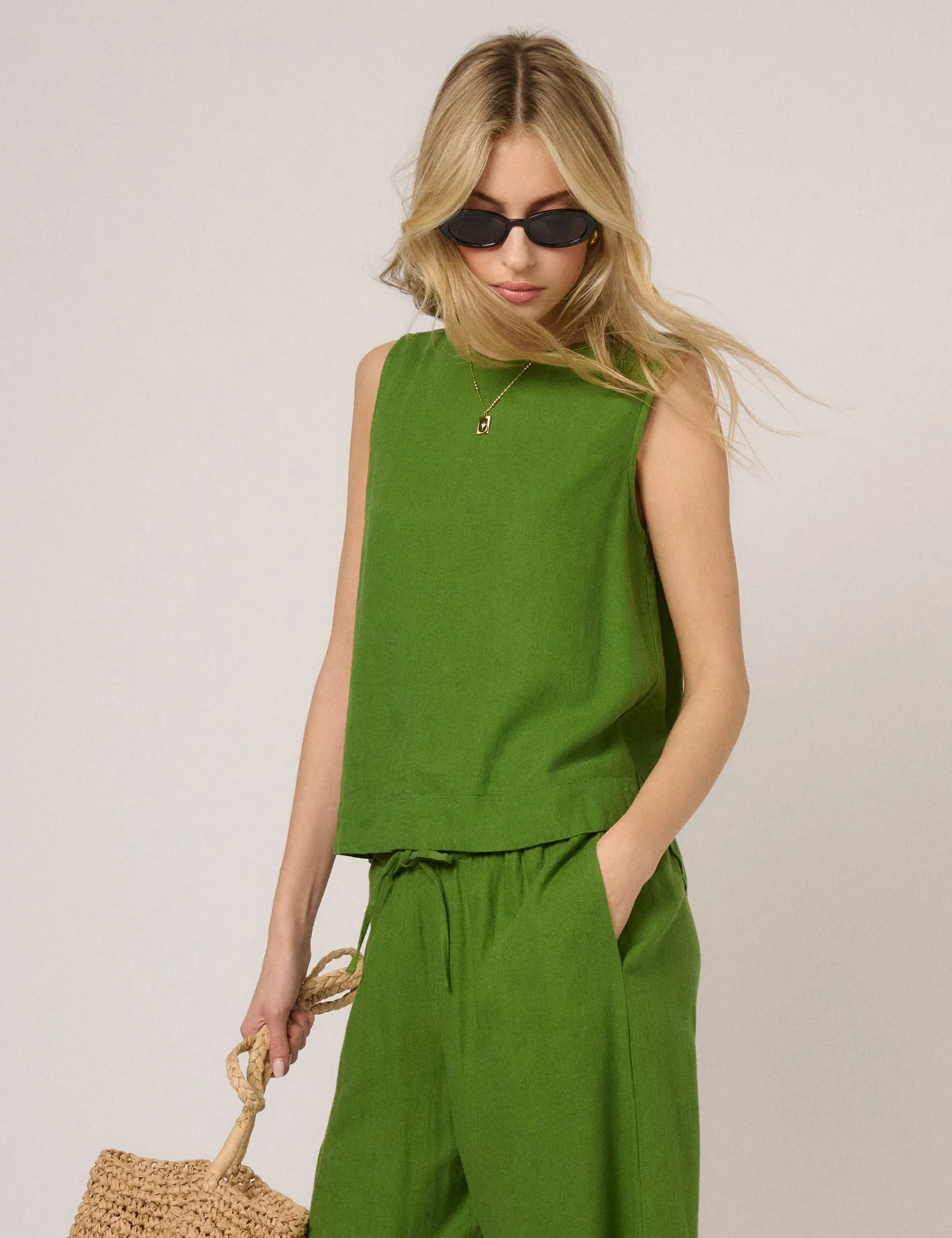 Green Linen-Blend Stirling Top sold by Nobody's Child product image thumbnail 4