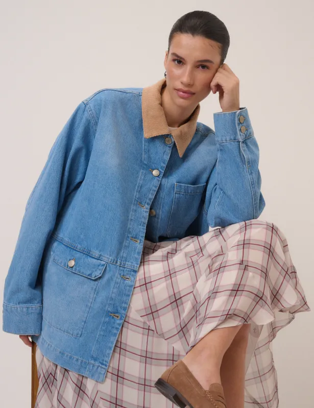 Blue Denim Cord Collar Jacket sold by Nobody's Child