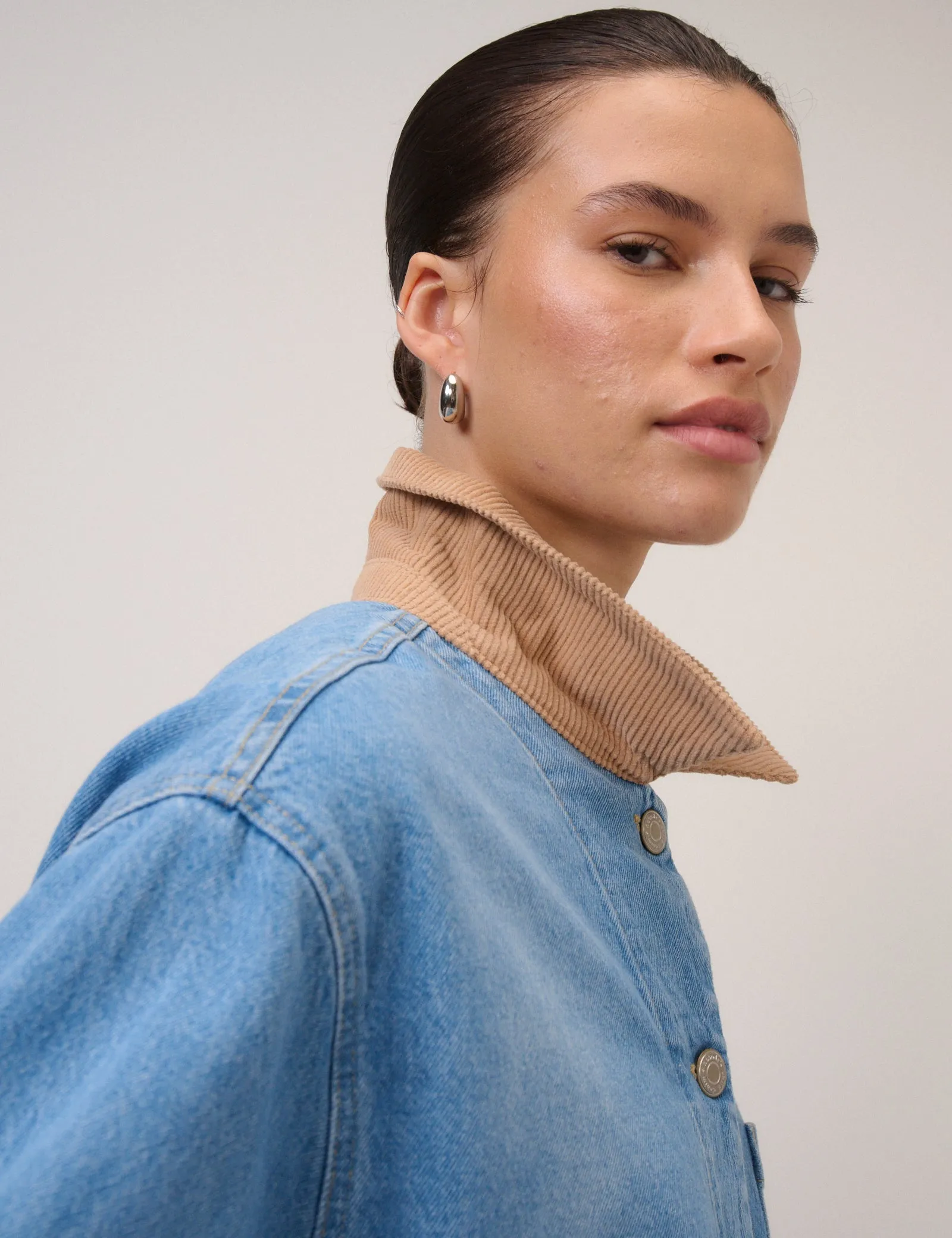Blue Denim Cord Collar Jacket sold by Nobody's Child product image thumbnail 2