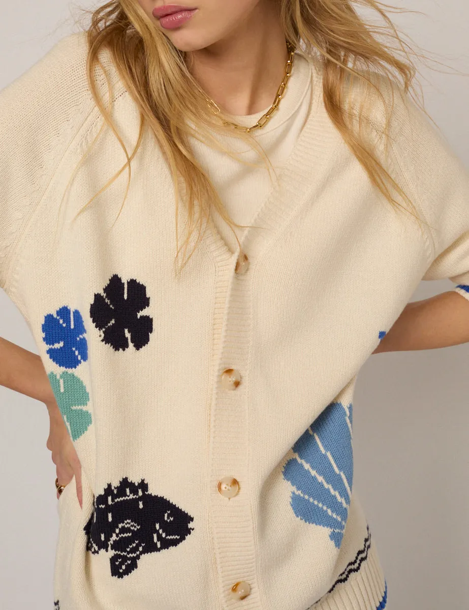 Cream Seascape Knitted Cardigan sold by Nobody's Child product image thumbnail 2