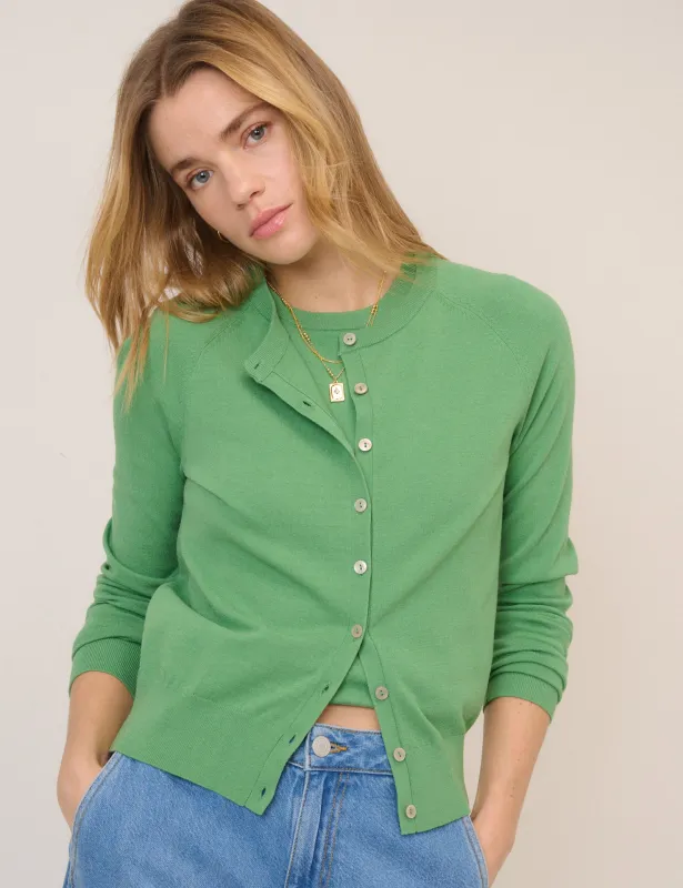 Green Crew Neck Cardigan sold by Nobody's Child