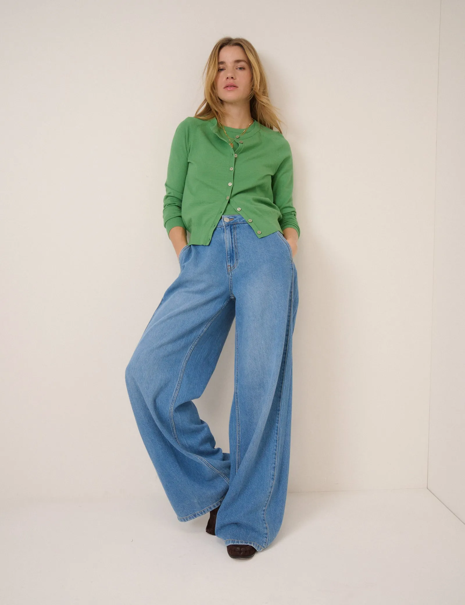 Green Crew Neck Cardigan sold by Nobody's Child product image thumbnail 3