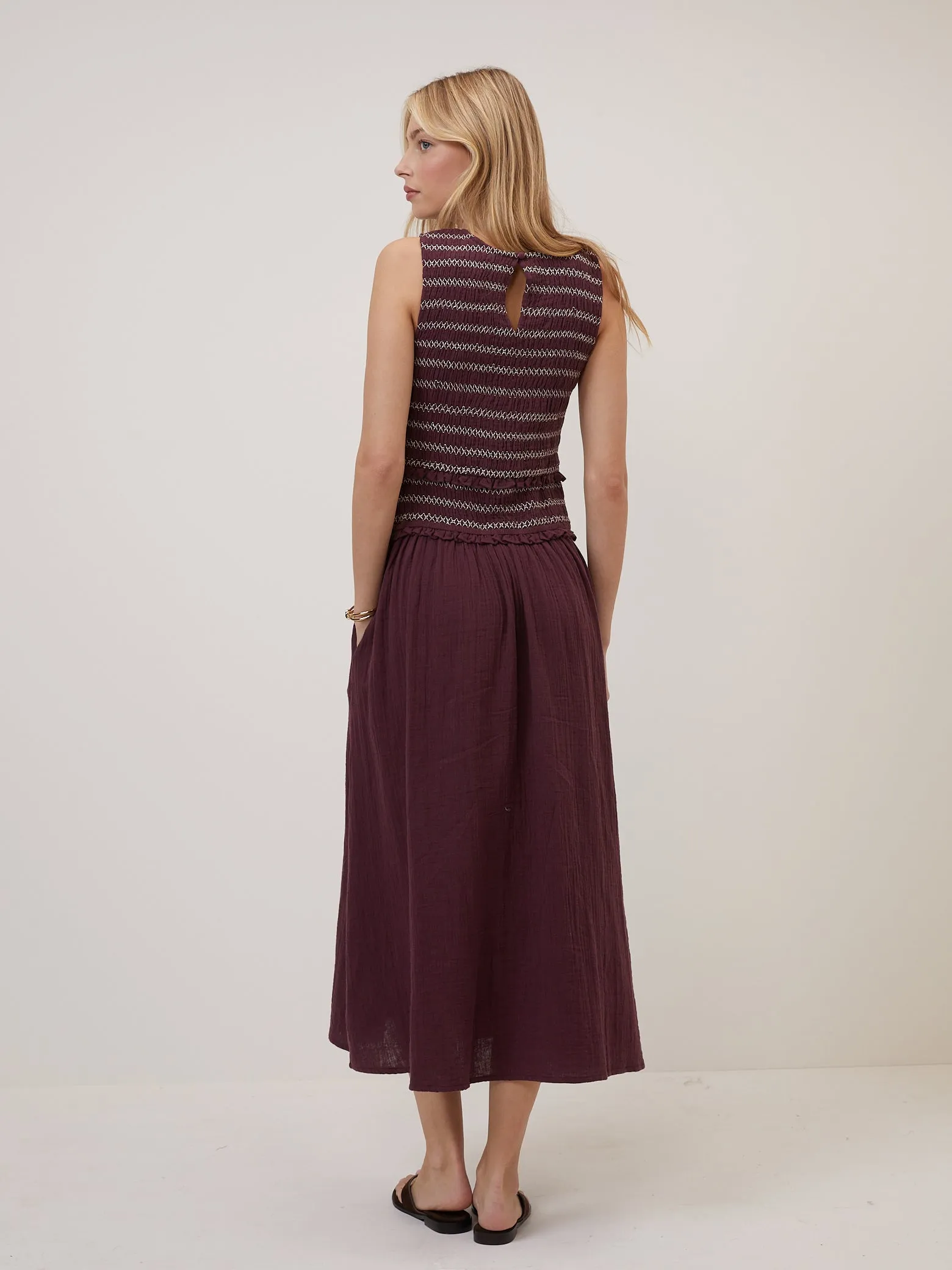 Purple Ruched Ingrid Midi Dress sold by Nobody's Child product image thumbnail 5