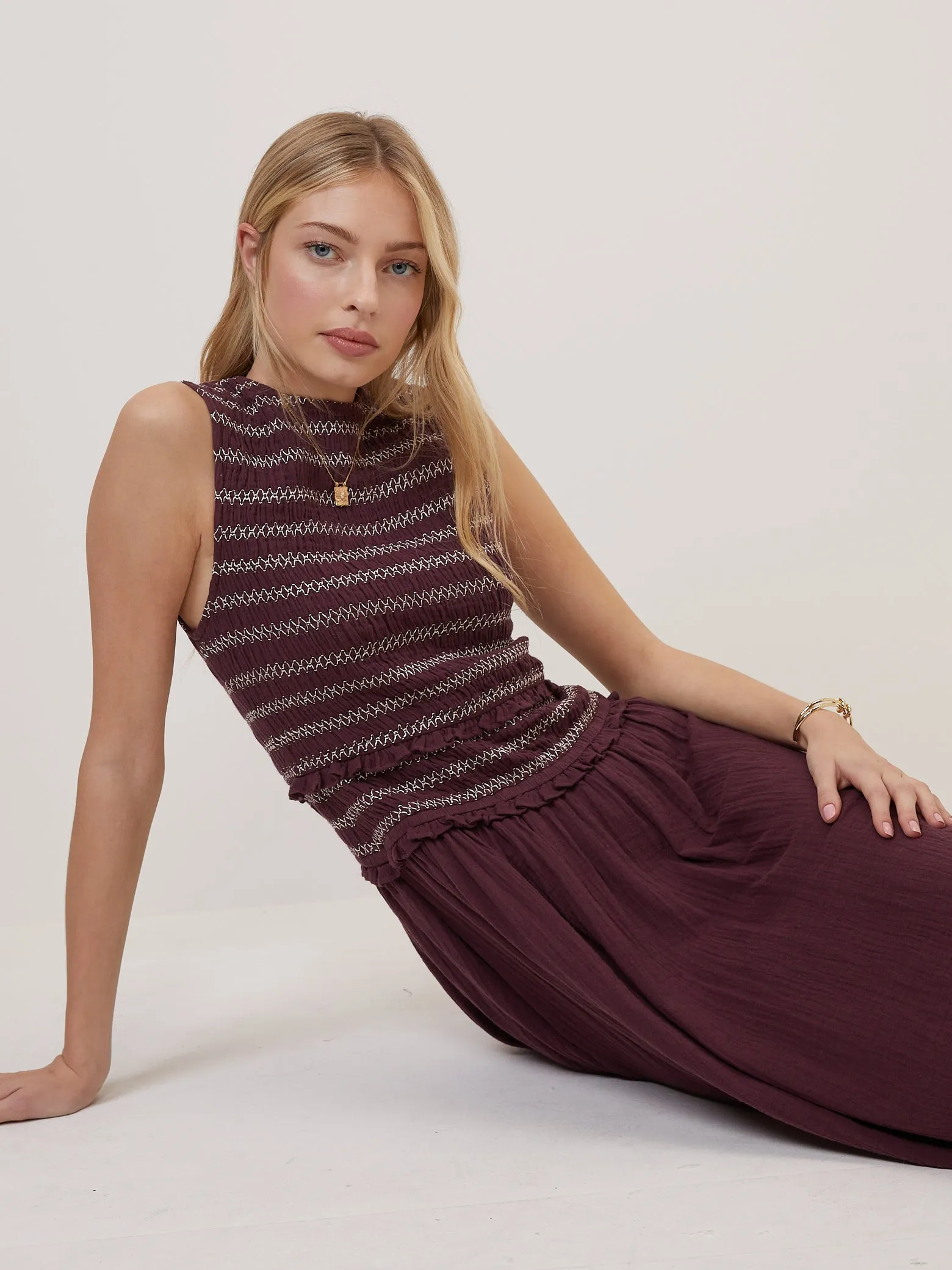 Purple Ruched Ingrid Midi Dress sold by Nobody's Child product image thumbnail 2