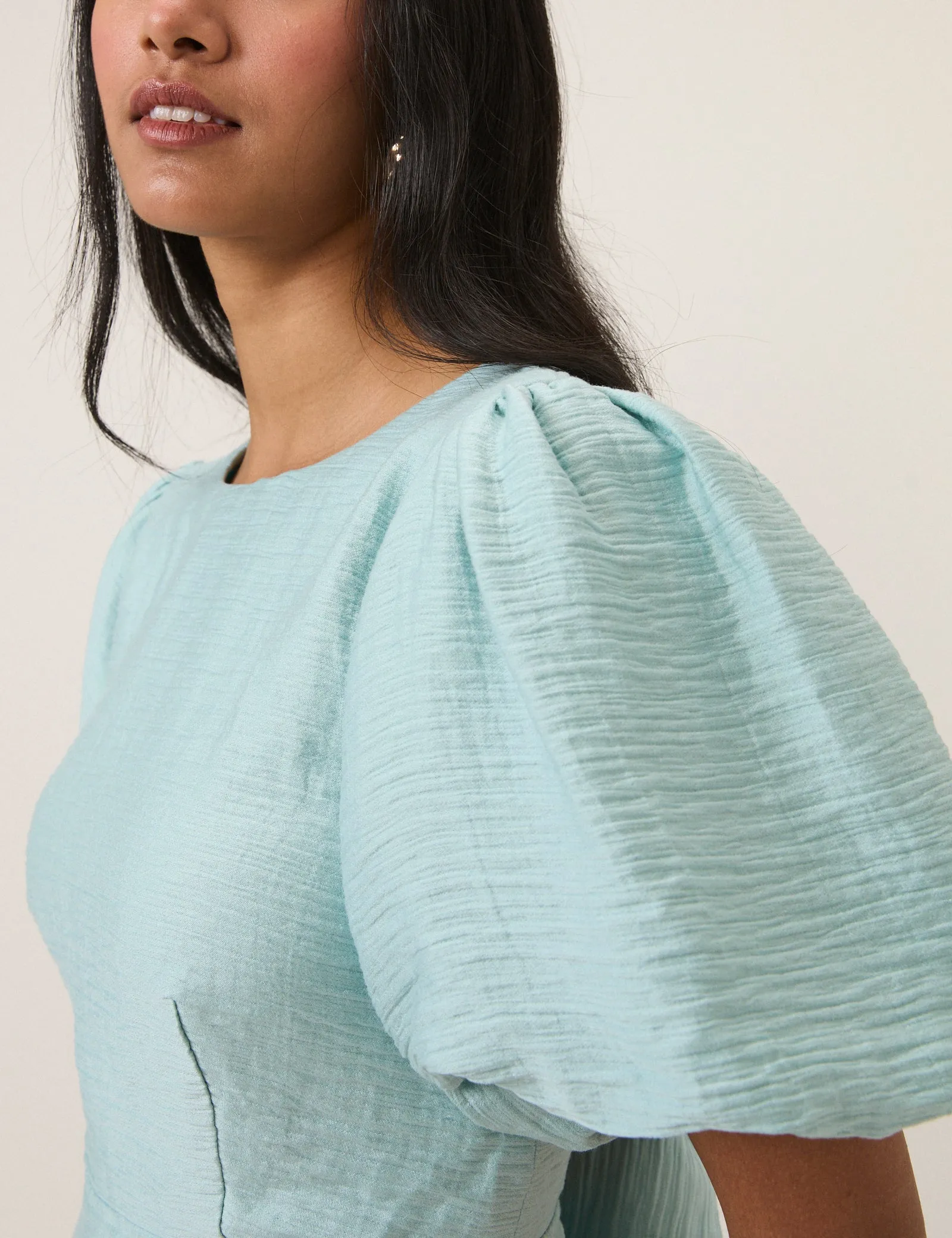 Blue Puff Sleeve Zola Midi Dress sold by Nobody's Child product image thumbnail 3