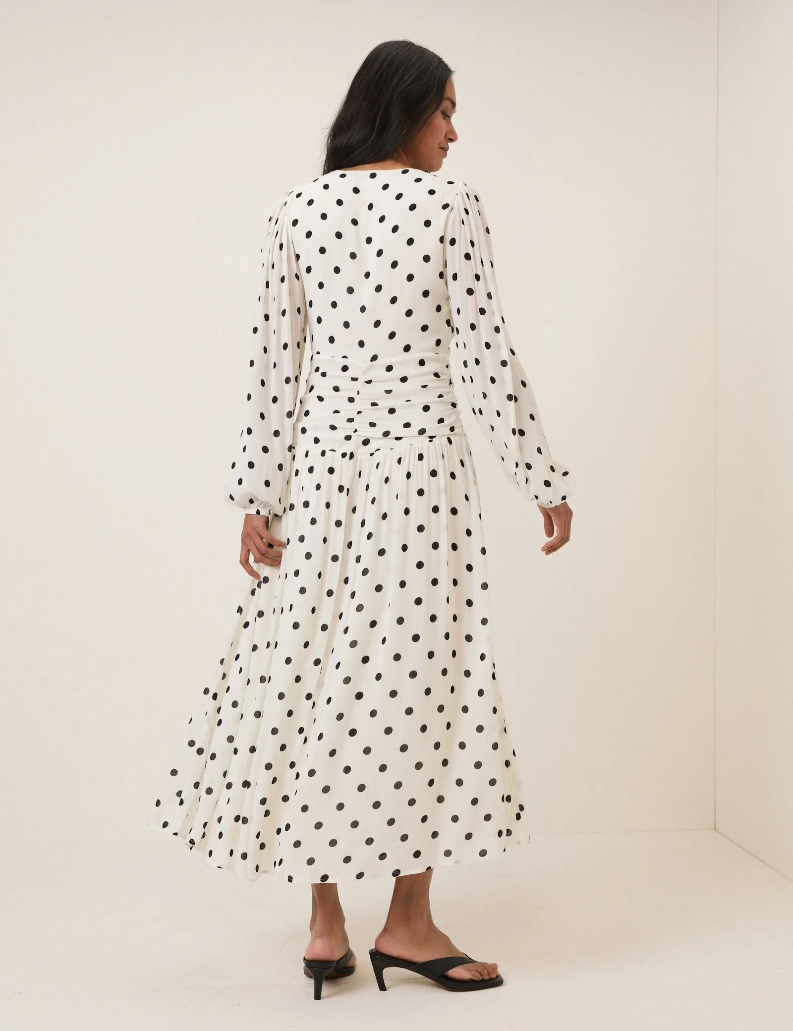 White Polka Dot Luna Midi Dress sold by Nobody's Child product image thumbnail 5
