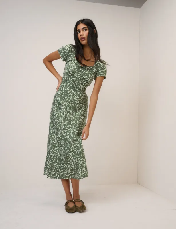 Green Spotty Tia Midi Dress sold by Nobody's Child