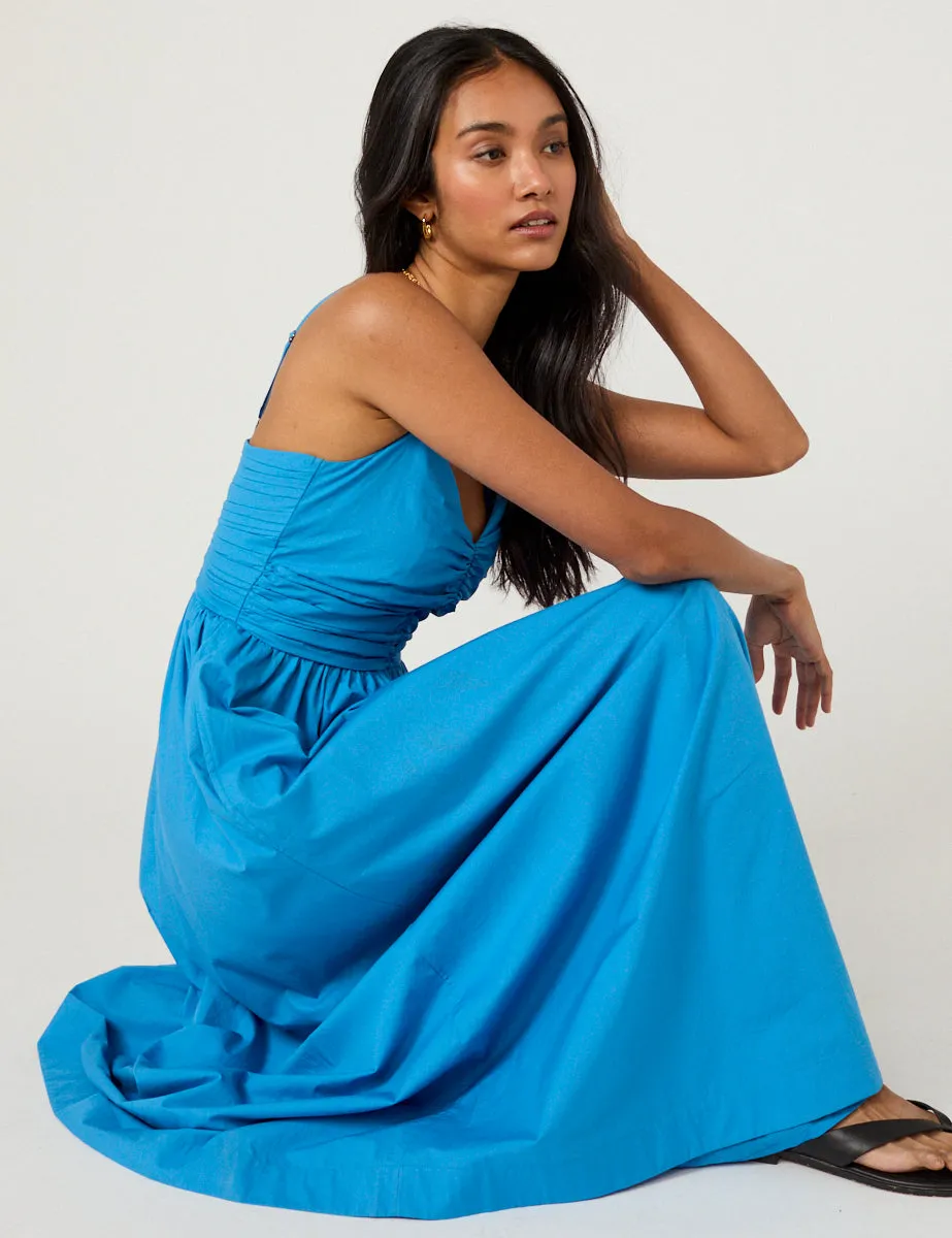 Blue Ruched Paige Midi Dress sold by Nobody's Child product image thumbnail 4