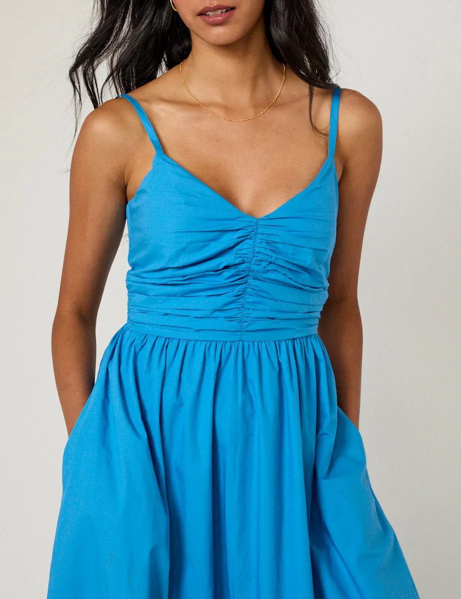 Blue Ruched Paige Midi Dress sold by Nobody's Child product image thumbnail 2