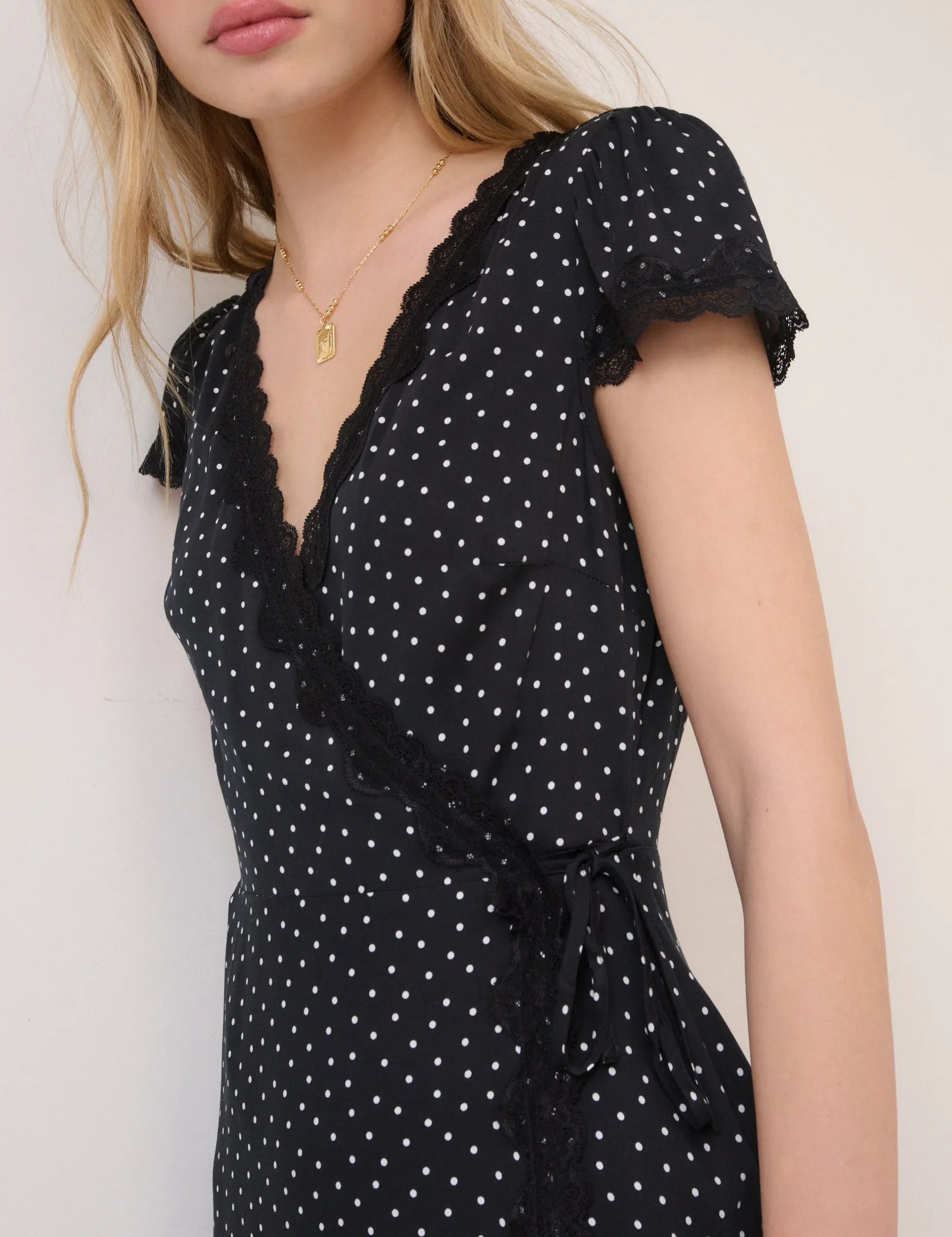 Black Polka Dot Ginny Mini Dress sold by Nobody's Child product image thumbnail 4