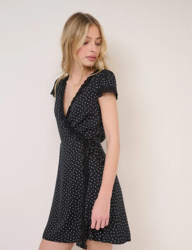 Black Polka Dot Ginny Mini Dress made by Nobody's Child