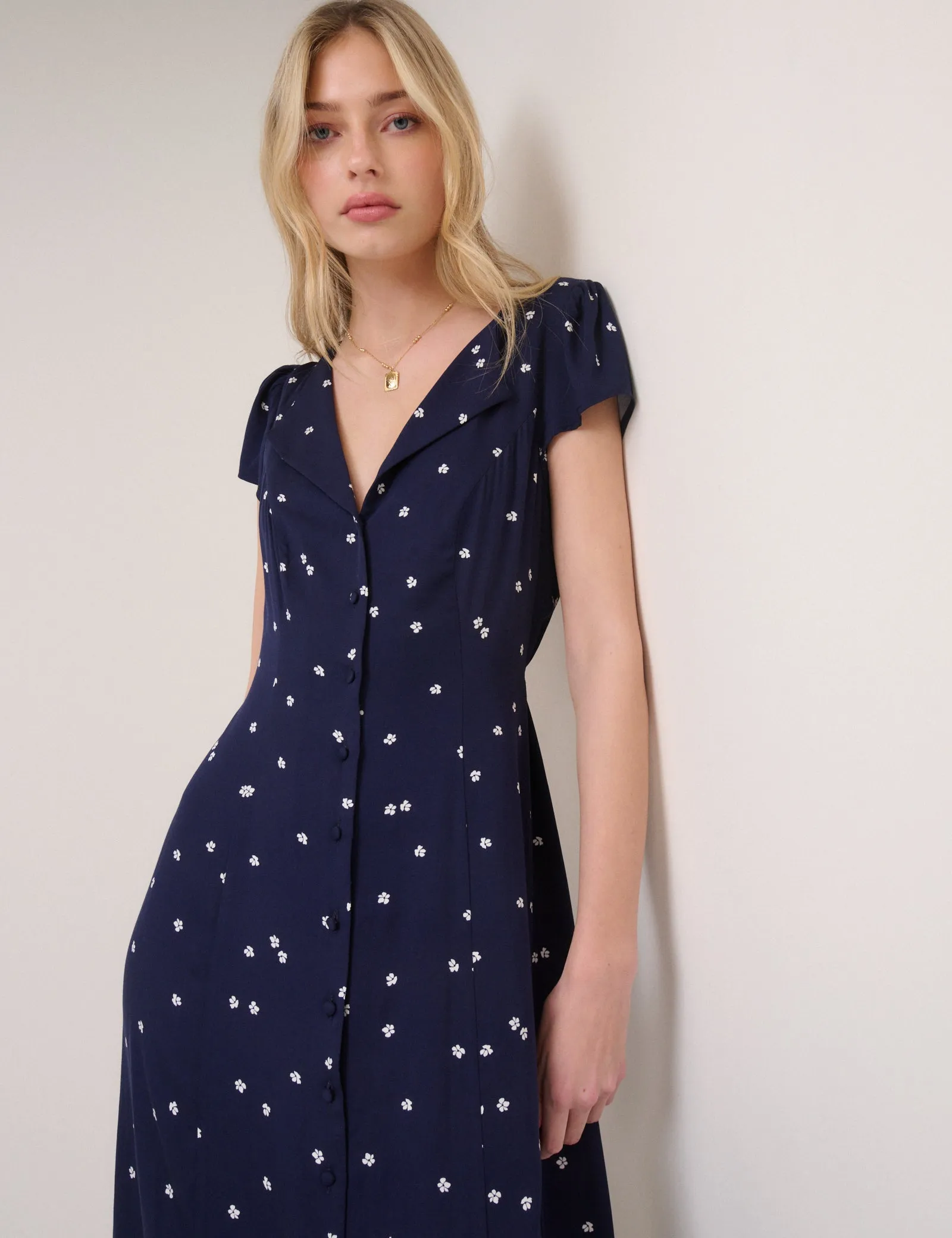 Navy Floral Kitty Midi Dress sold by Nobody's Child product image thumbnail 2