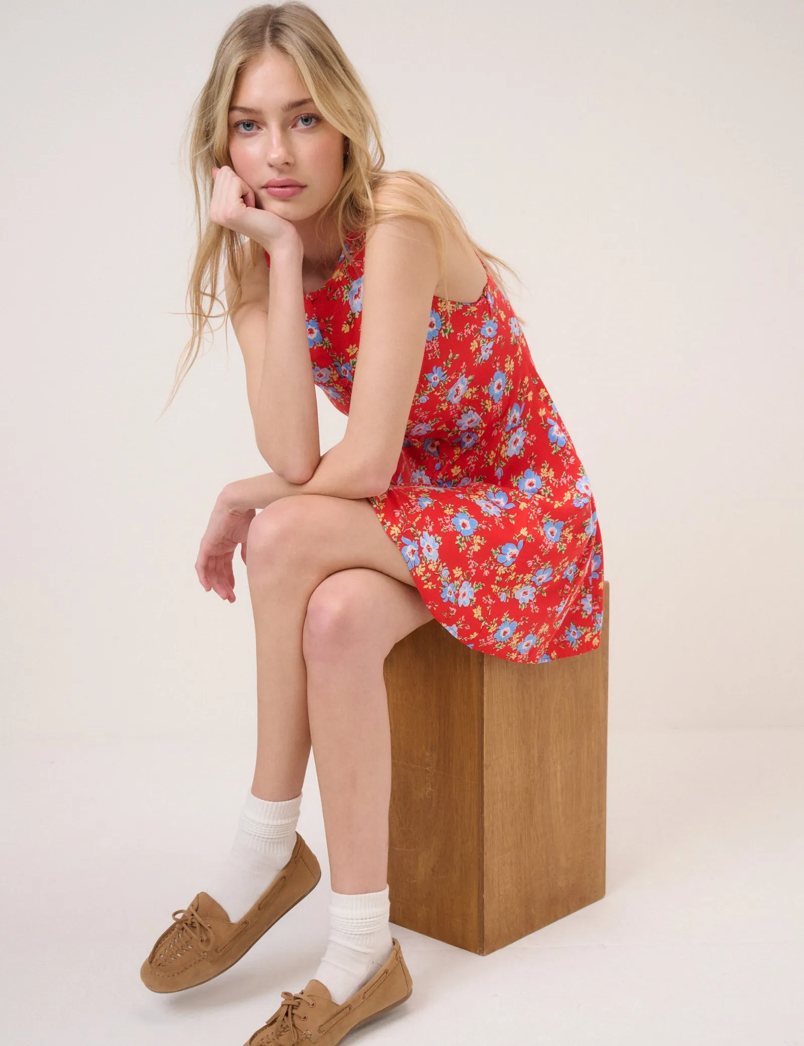 Red Floral Georgie Mini Dress sold by Nobody's Child product image thumbnail 4