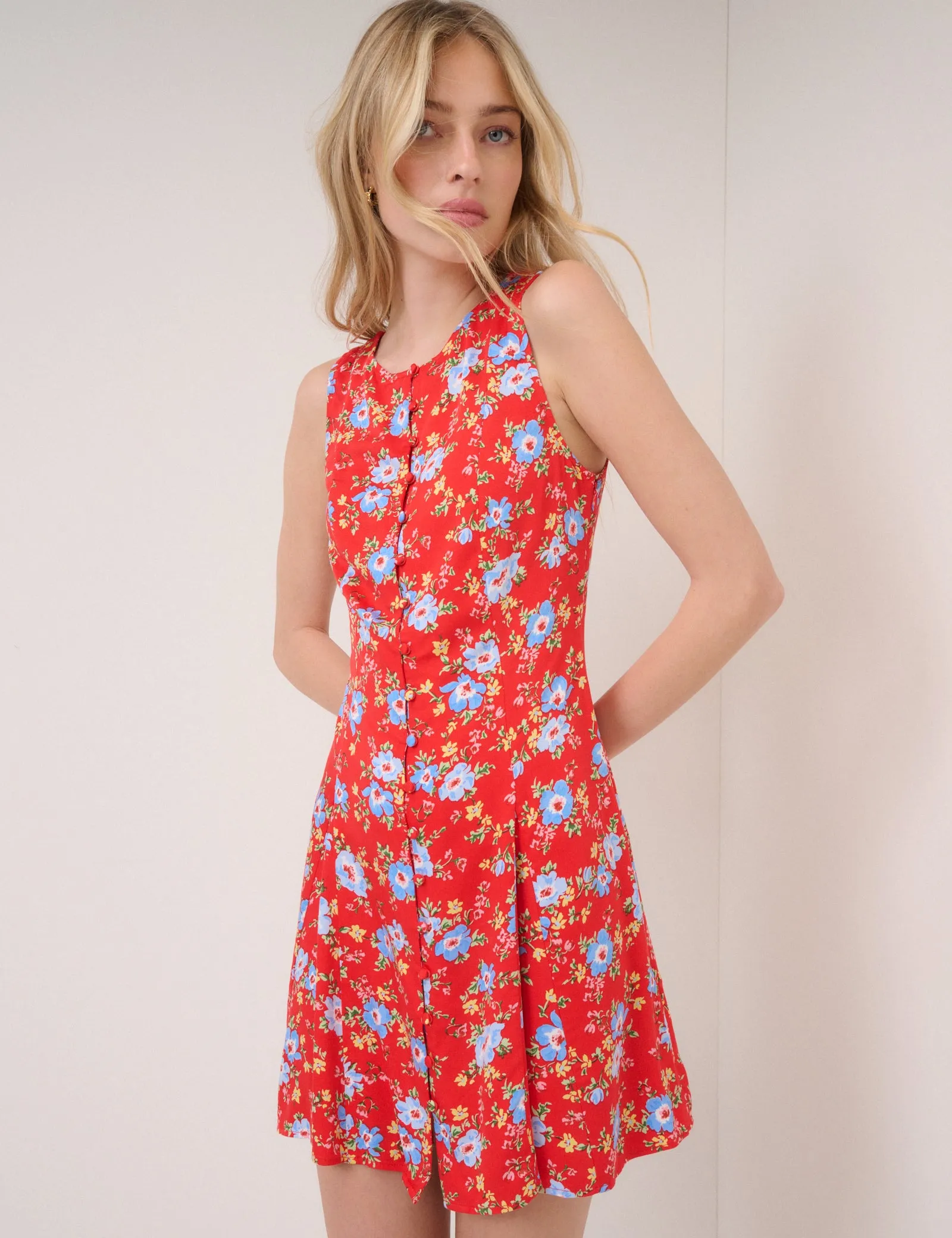 Red Floral Georgie Mini Dress sold by Nobody's Child product image thumbnail 2