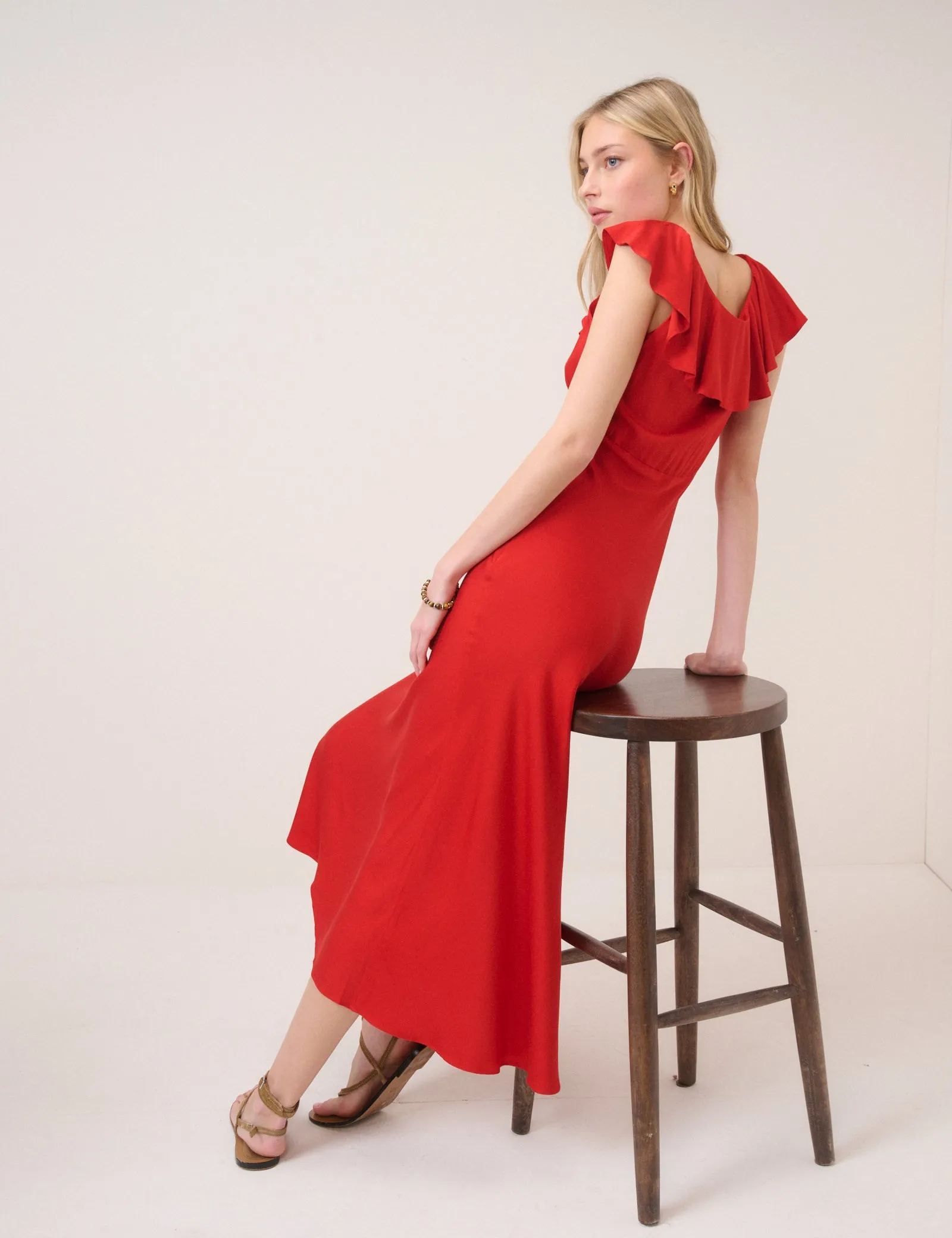 Red Cleo Midi Slip Dress sold by Nobody's Child product image thumbnail 3