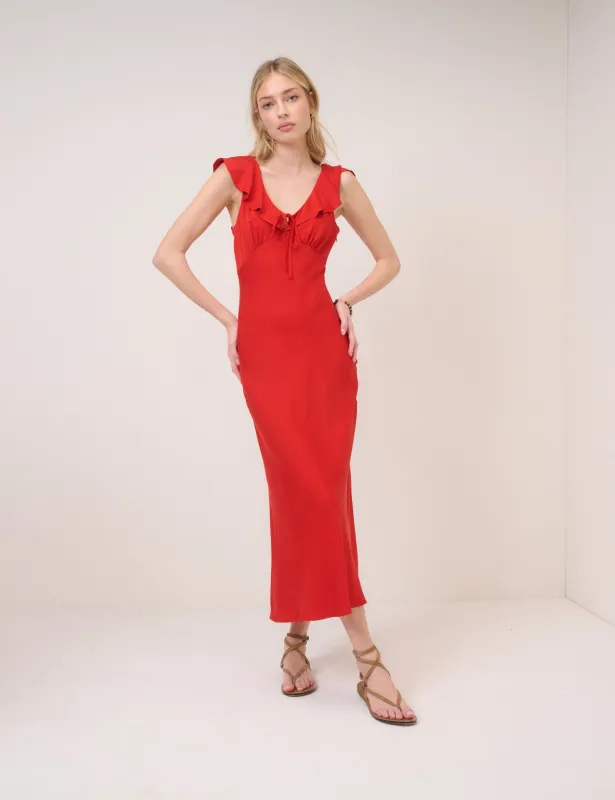 Red Cleo Midi Slip Dress sold by Nobody's Child