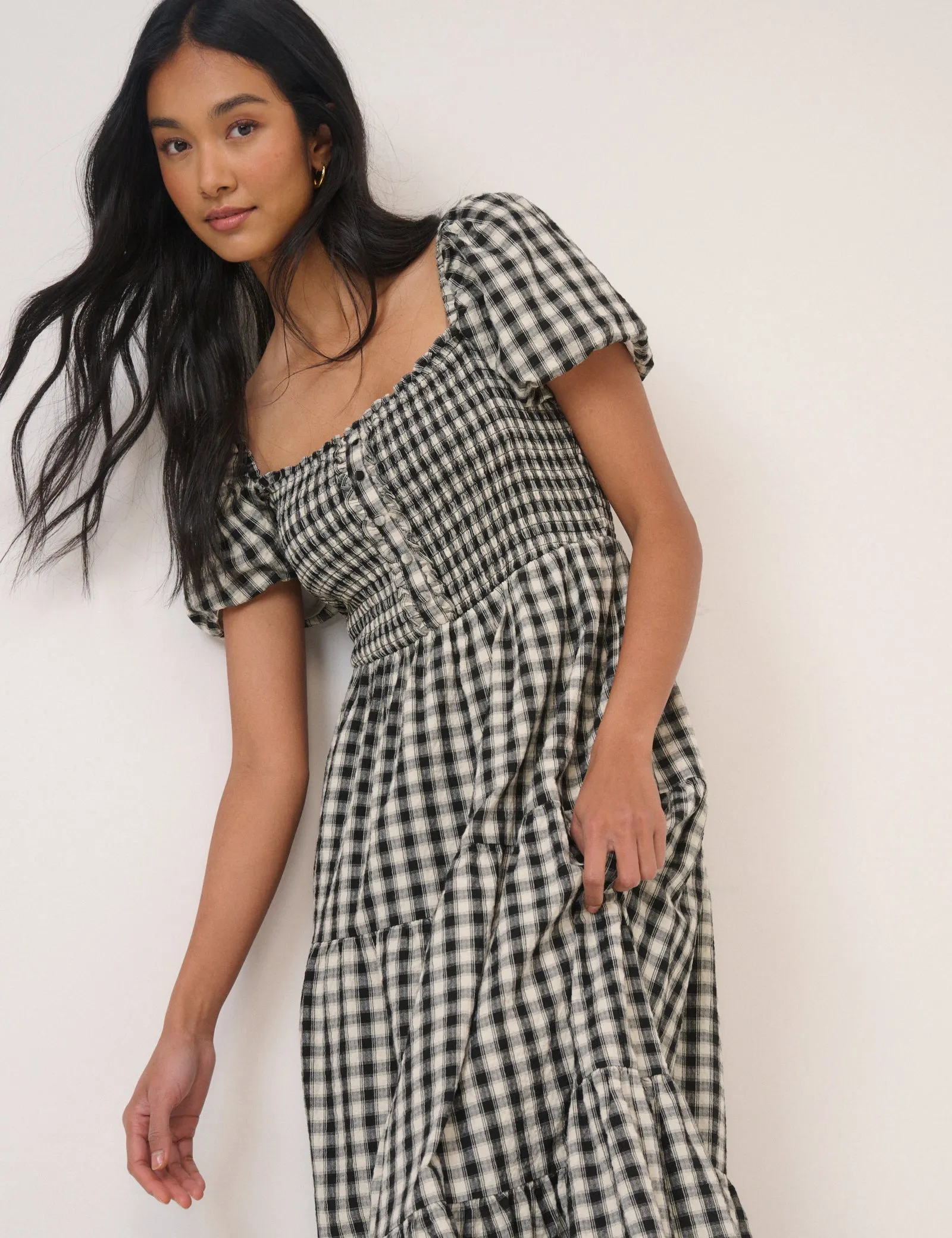 Black Gingham Tiered Joss Midi Dress sold by Nobody's Child product image thumbnail 2