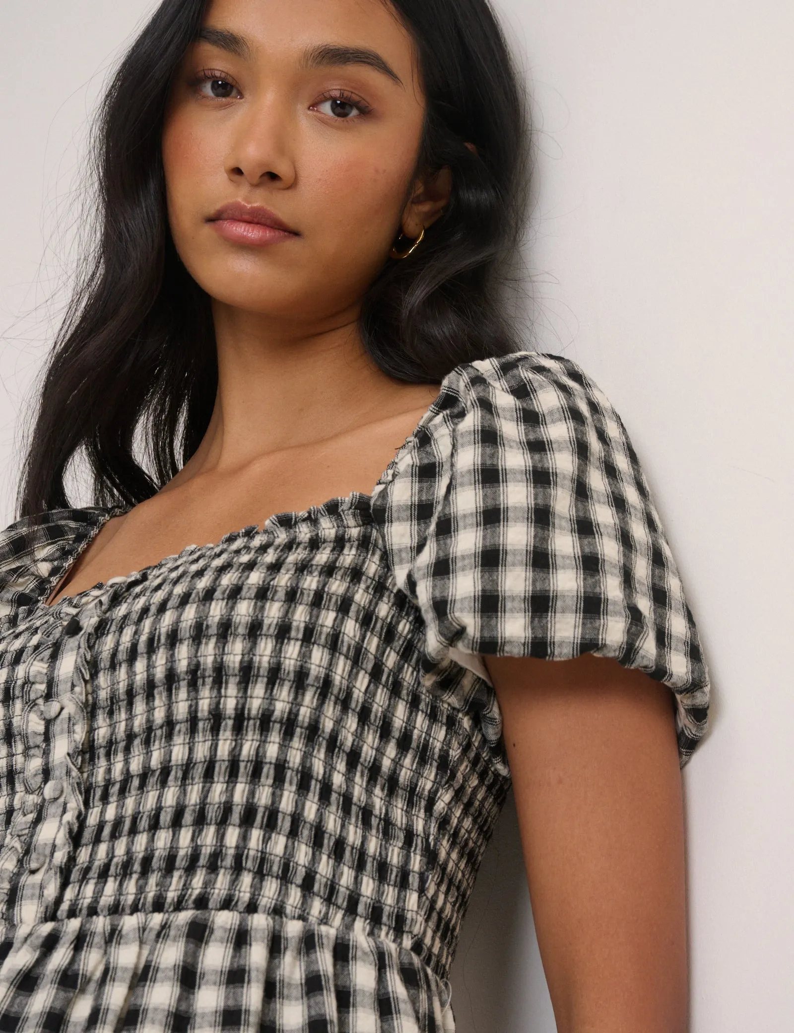 Black Gingham Tiered Joss Midi Dress sold by Nobody's Child product image thumbnail 4