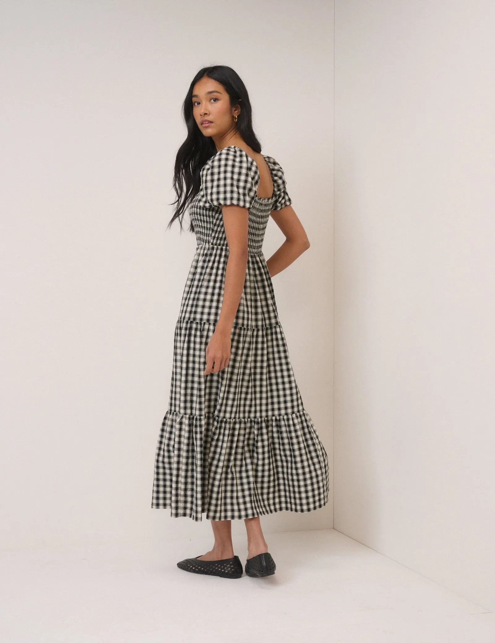 Black Gingham Tiered Joss Midi Dress sold by Nobody's Child product image thumbnail 5