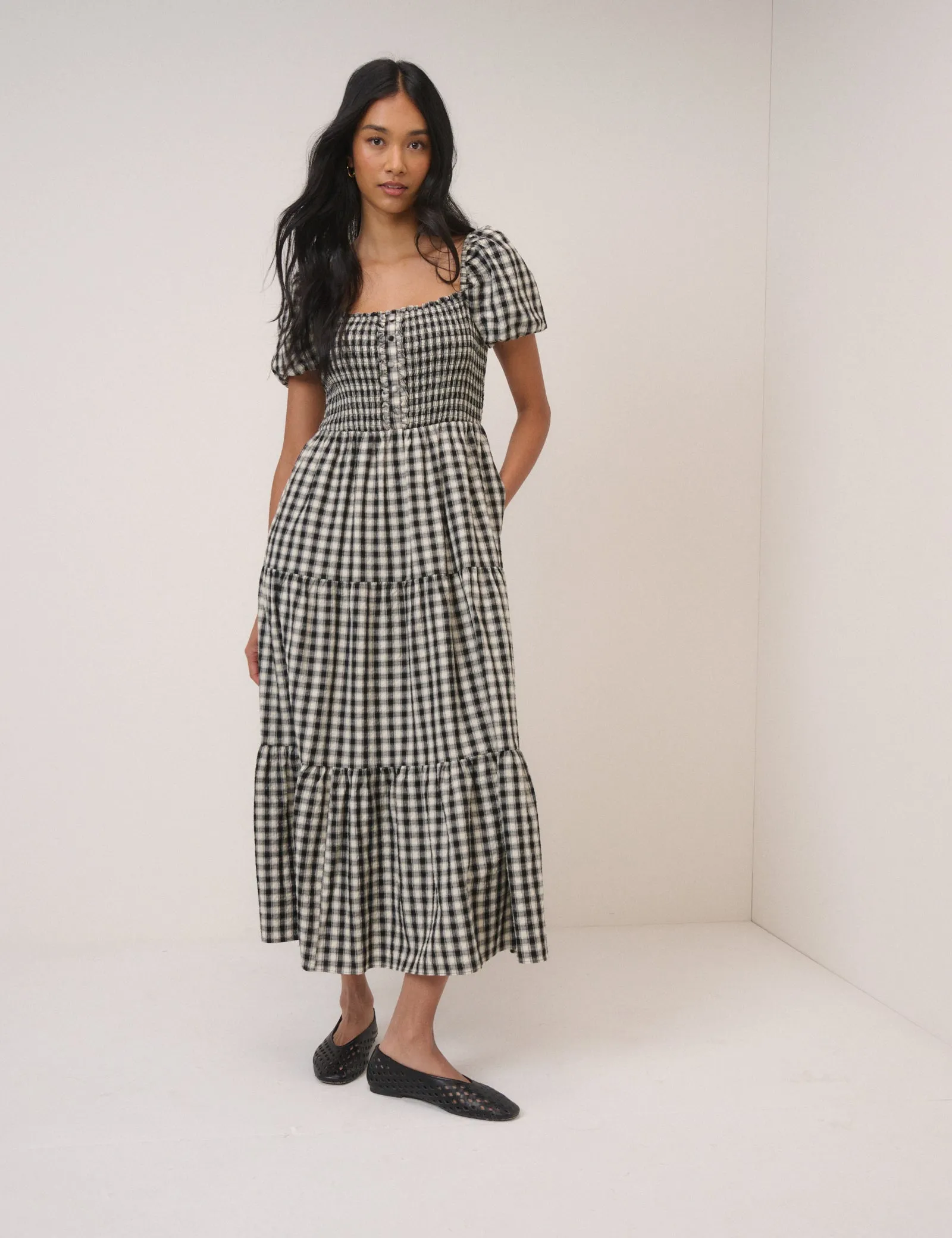 Black Gingham Tiered Joss Midi Dress sold by Nobody's Child product image thumbnail 3
