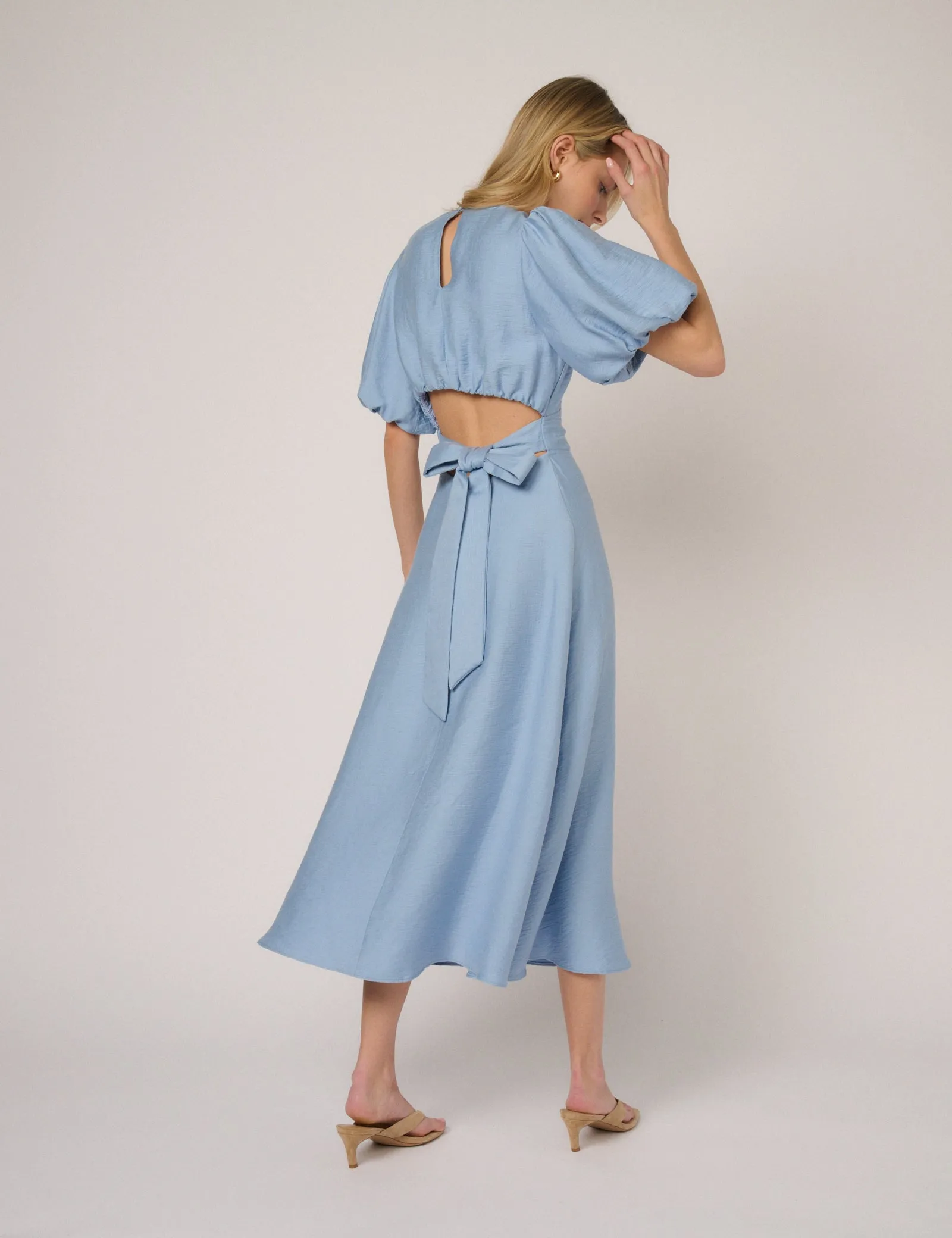 Blue Puff Sleeve Symran Midi Dress sold by Nobody's Child product image thumbnail 5