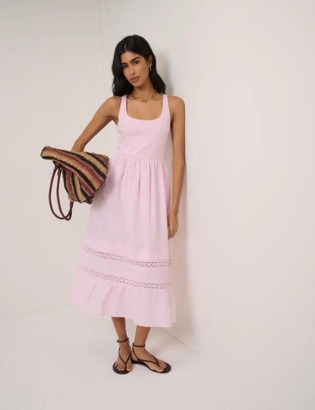 Pink Scoop Neck Everleigh Midi Dress sold by Nobody's Child