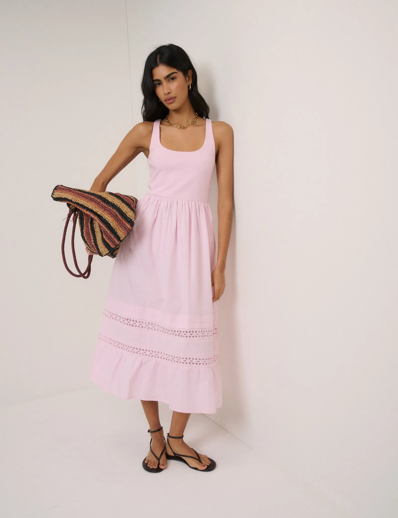 Pink Scoop Neck Everleigh Midi Dress sold by Nobody's Child