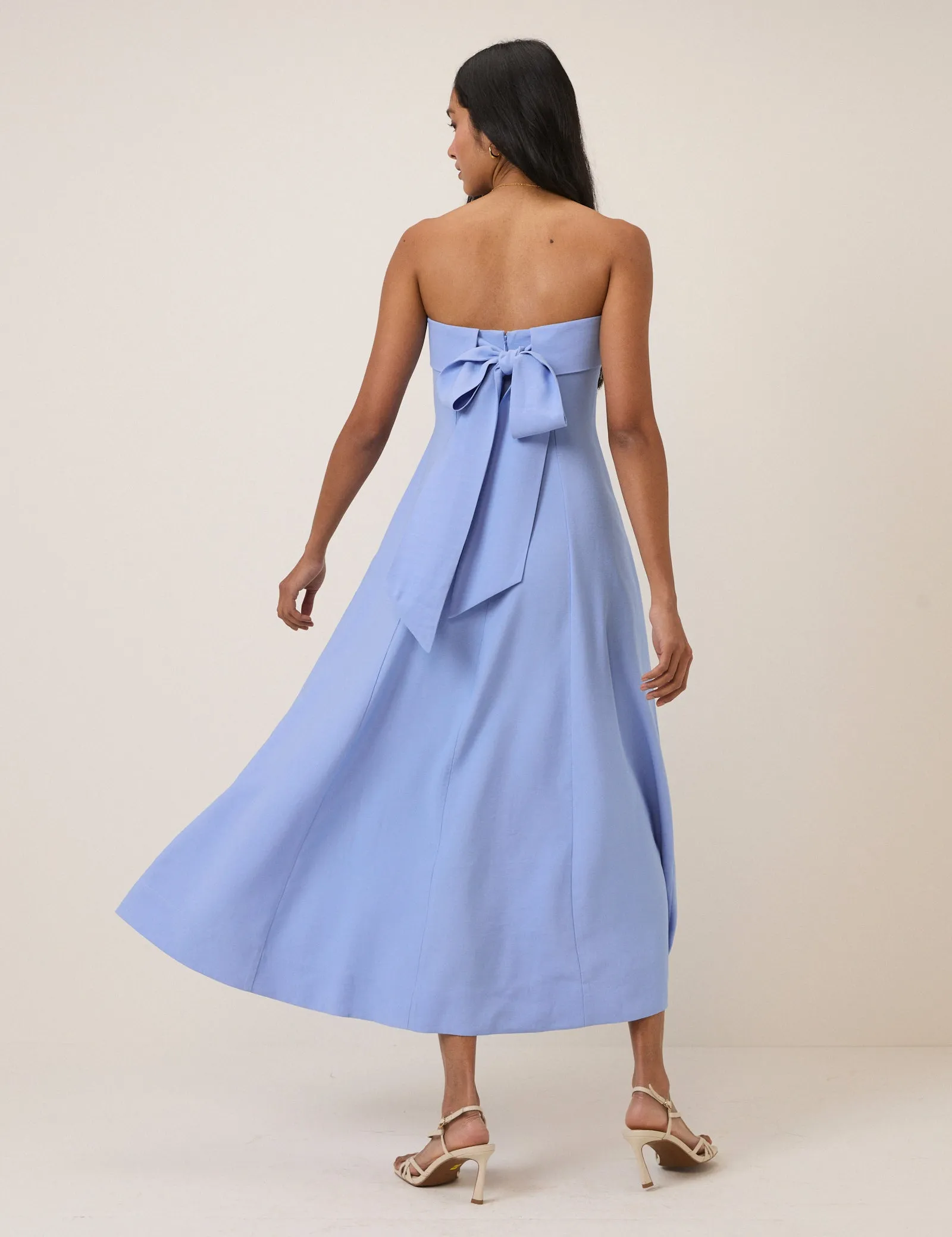 Blue Bow Back Chelsea Midi Dress sold by Nobody's Child product image thumbnail 5