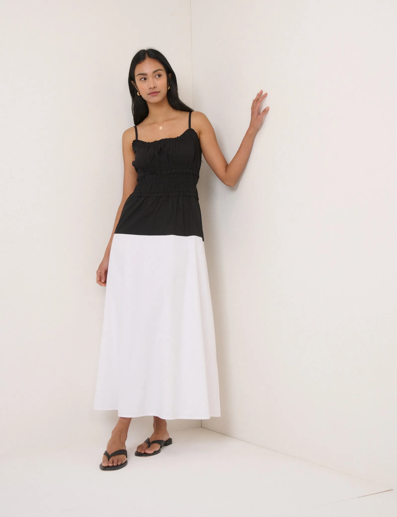 Black And White Drop Waist Alina Midi Dress sold by Nobody's Child product image thumbnail 2
