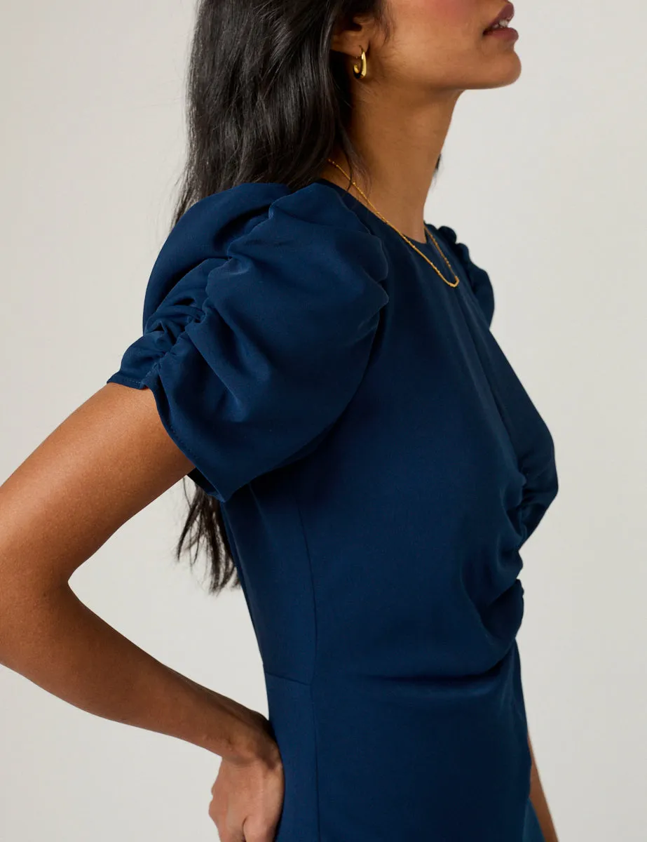 Navy Ruched Naomi Midi Dress sold by Nobody's Child product image thumbnail 4
