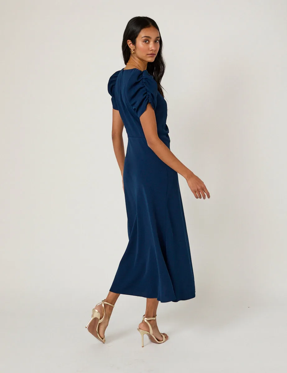 Navy Ruched Naomi Midi Dress sold by Nobody's Child product image thumbnail 5