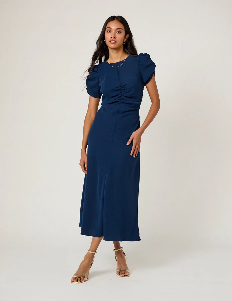 Navy Ruched Naomi Midi Dress sold by Nobody's Child product image thumbnail 2
