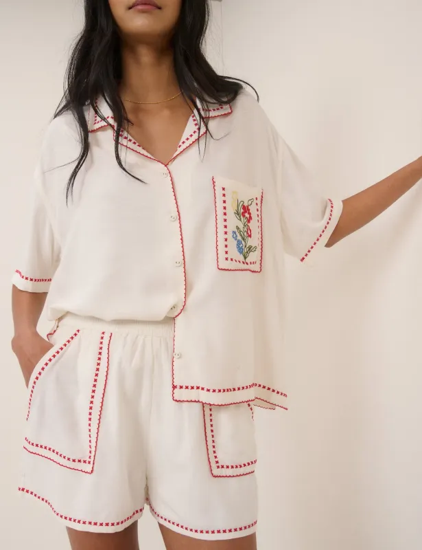 White Embroidered Shorts sold by Nobody's Child