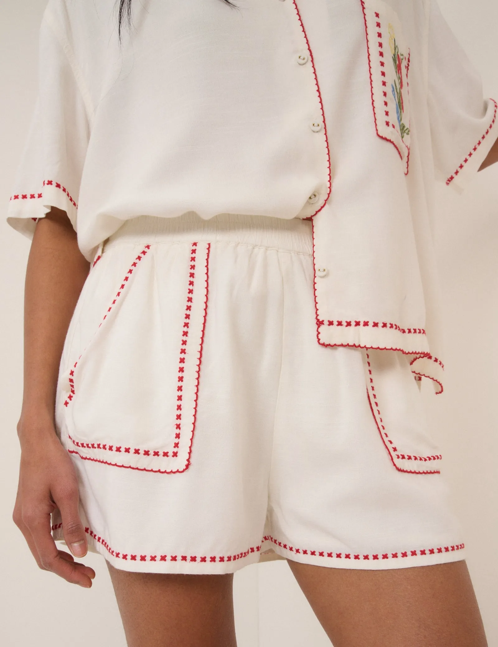 White Embroidered Shorts sold by Nobody's Child product image thumbnail 2