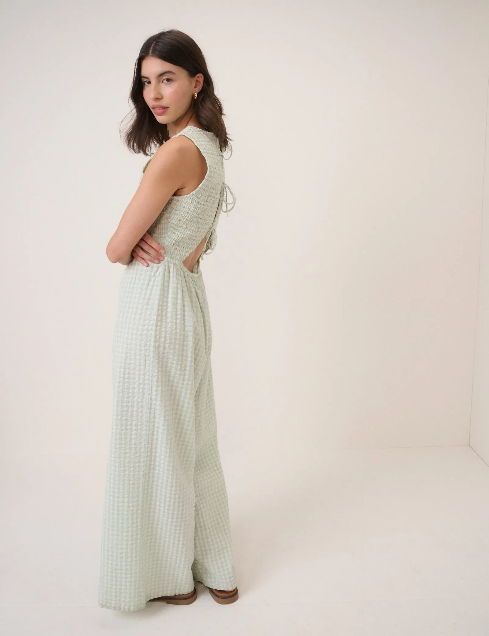 Mint Green Gingham Ruth Jumpsuit sold by Nobody's Child product image thumbnail 5