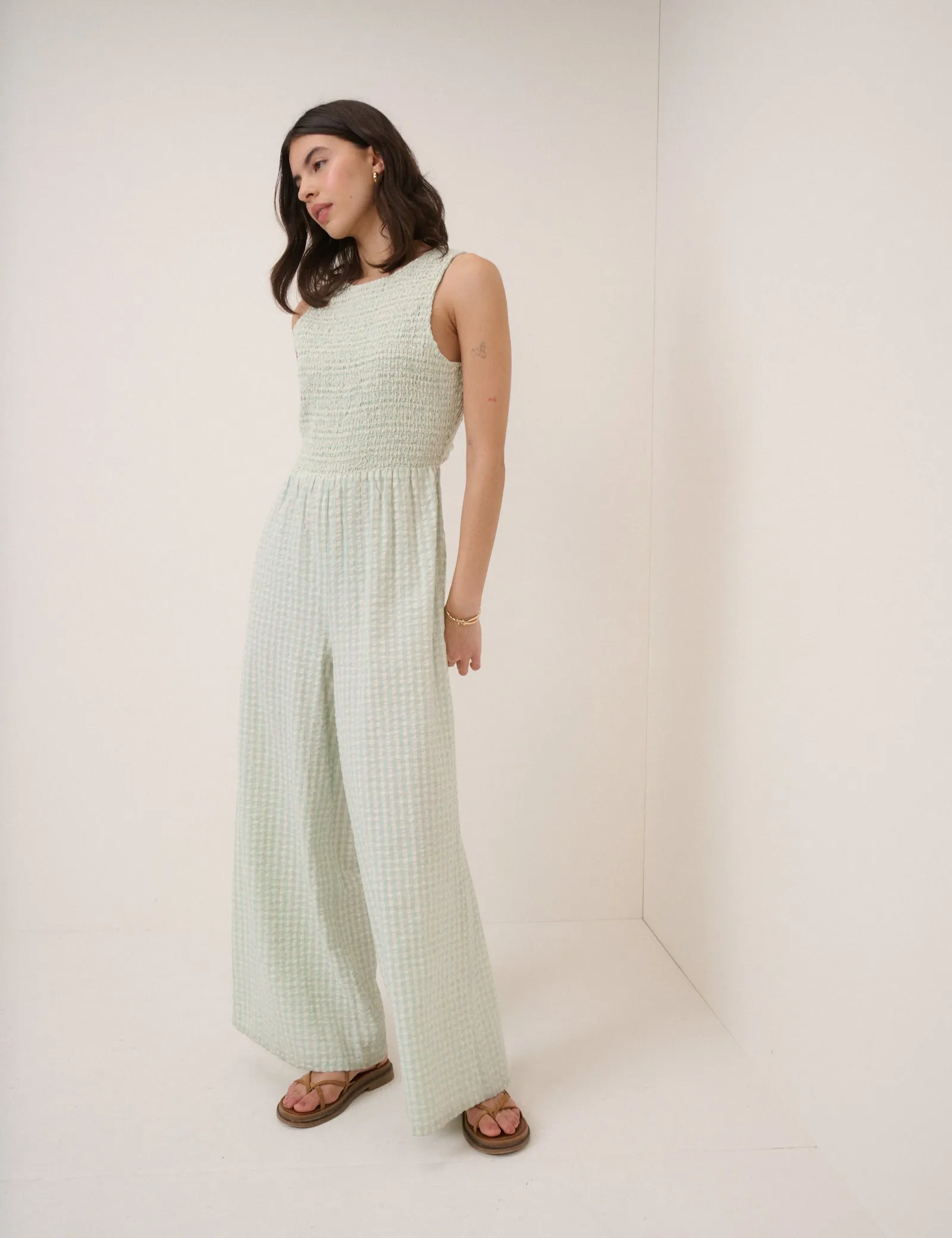 Mint Green Gingham Ruth Jumpsuit sold by Nobody's Child product image thumbnail 3