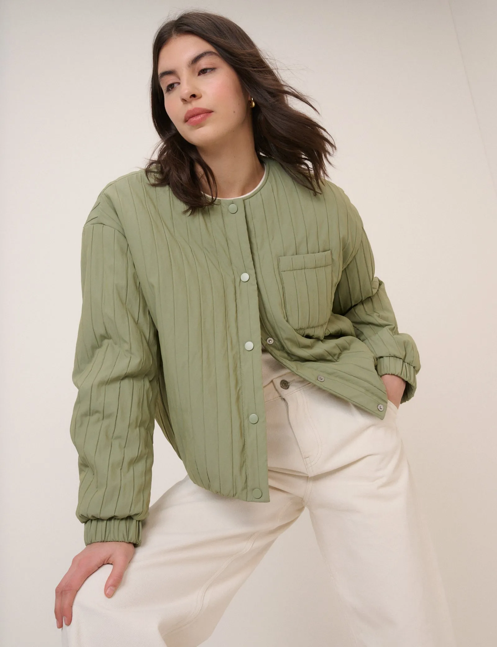 Green Quilted Bomber Jacket sold by Nobody's Child product image thumbnail 3