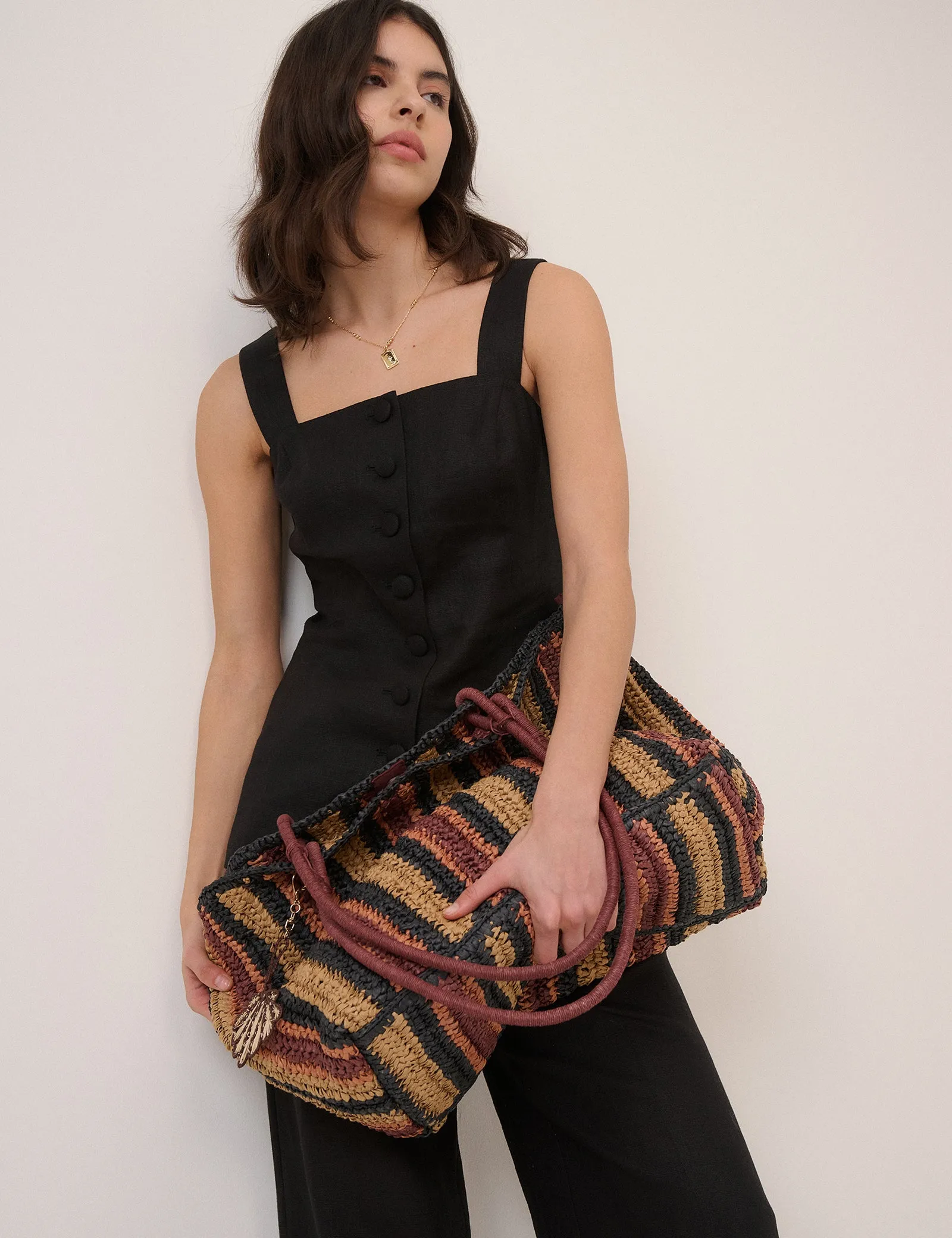 Black Strappy Linen-Blend Waistcoat sold by Nobody's Child