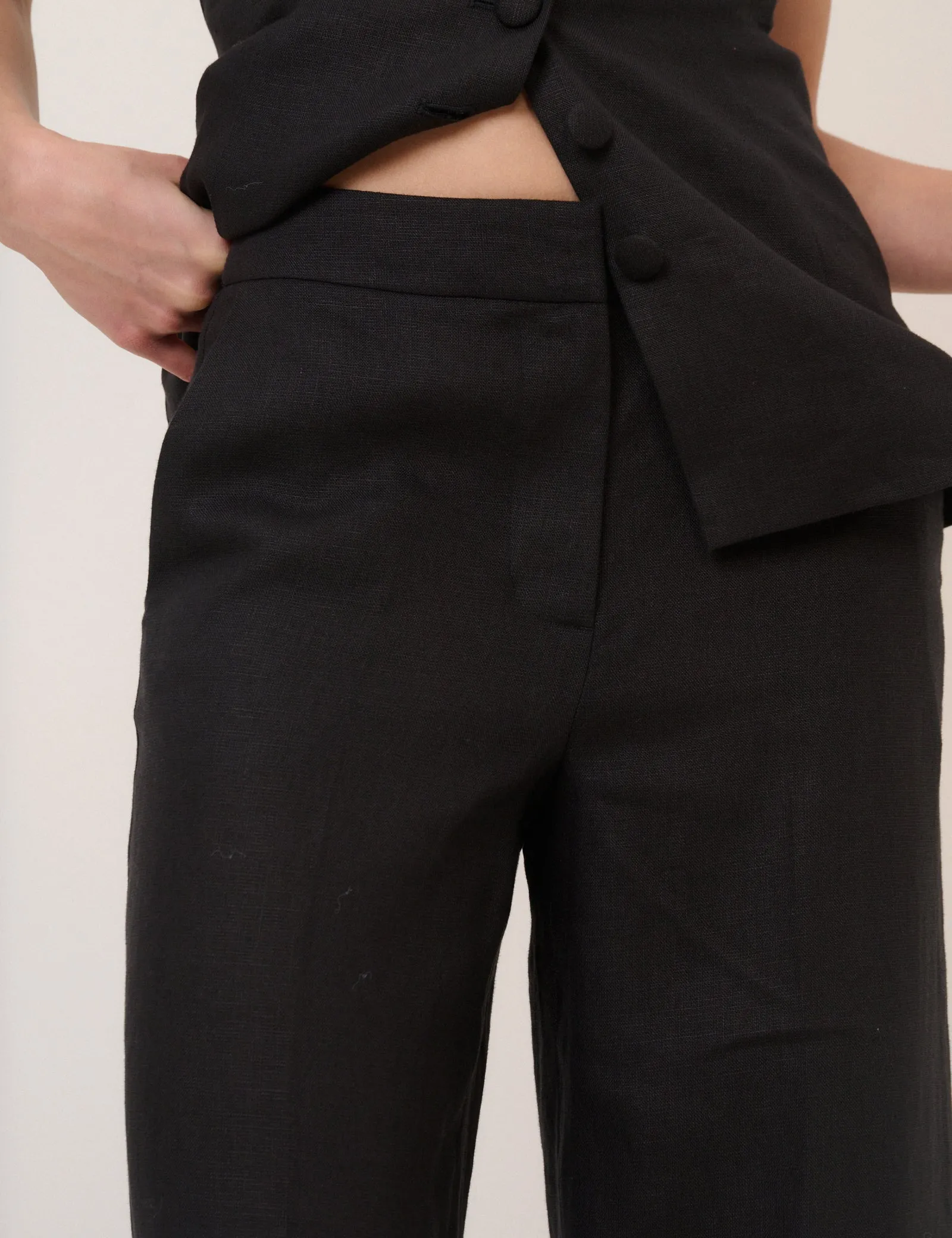 Black Cropped Flat Front Trousers sold by Nobody's Child product image thumbnail 3