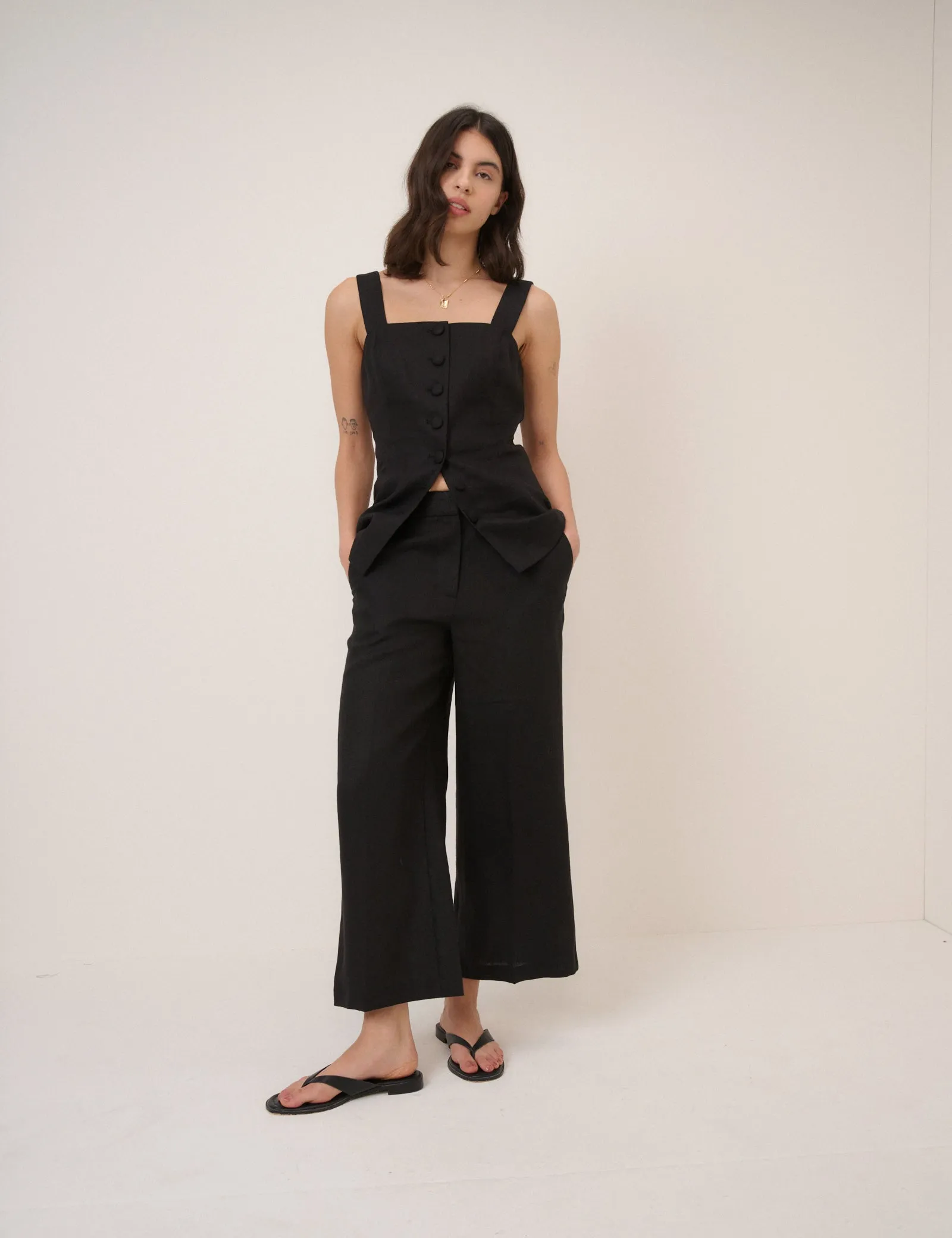 Black Cropped Flat Front Trousers sold by Nobody's Child product image thumbnail 2