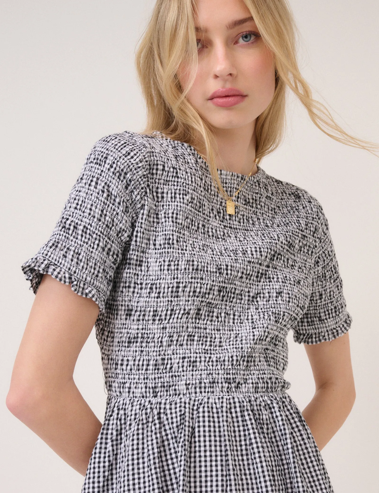 Black Gingham Leah Mini Dress sold by Nobody's Child product image thumbnail 4